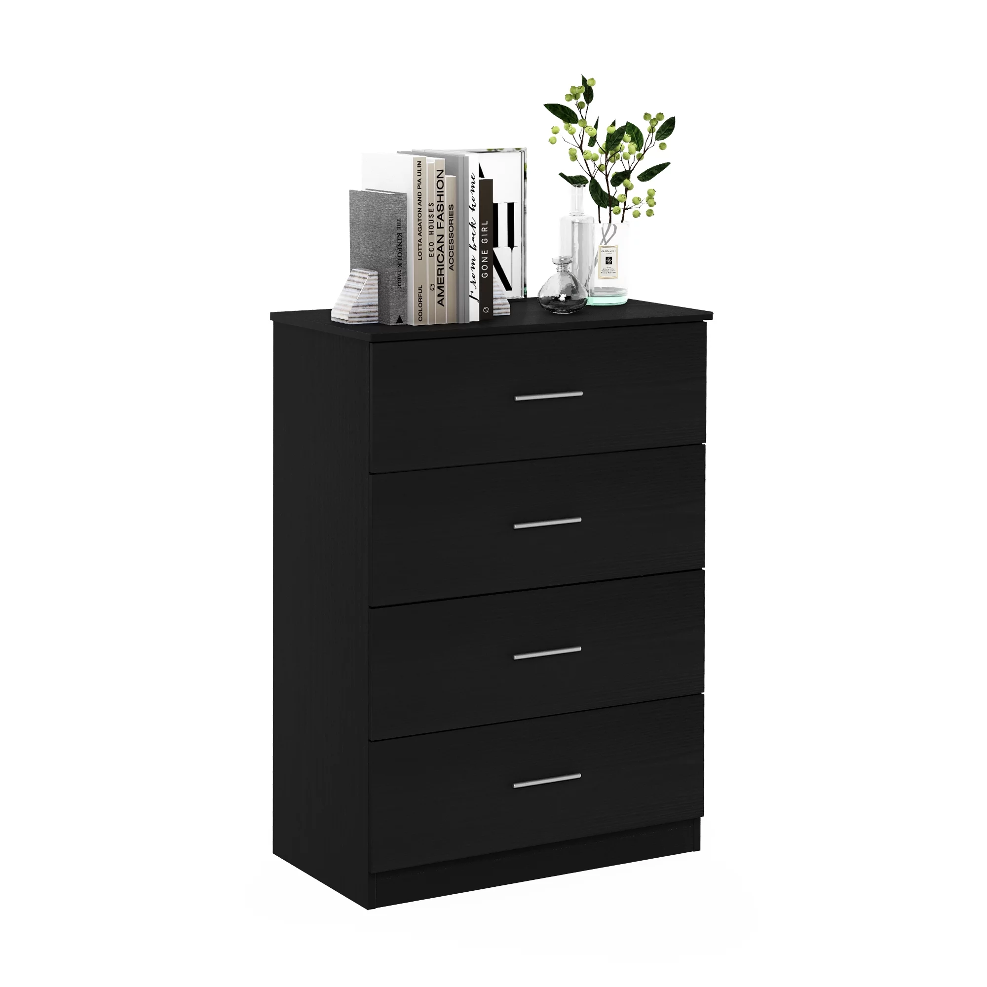 Furinno Tidur Simple Design 4-Drawer Dresser with Handle, Americano