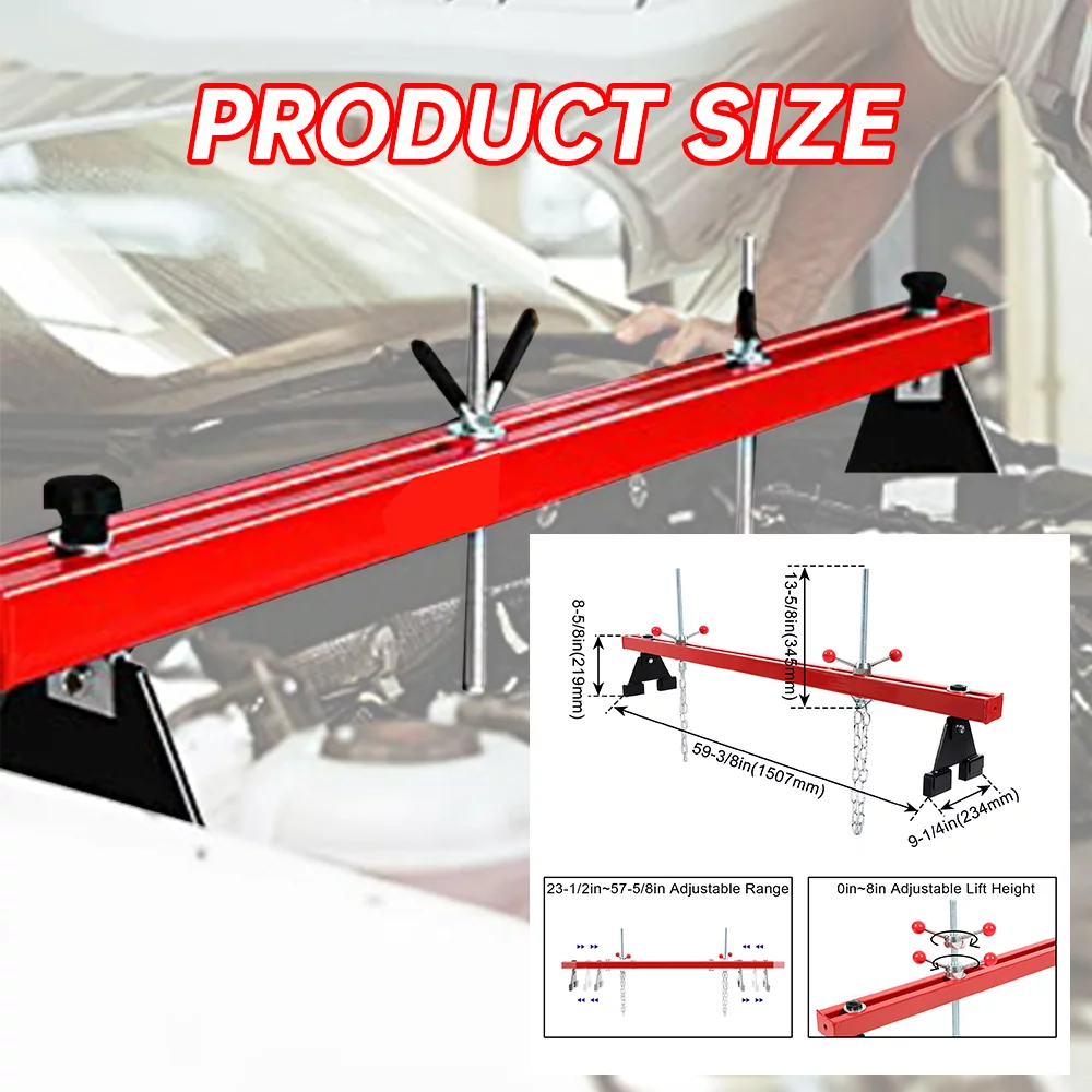 Kojem 1100 Lbs Transverse  Engine Support Bar for Motor Transmission w/ 2 Points Lift Holder and Dual Hooks