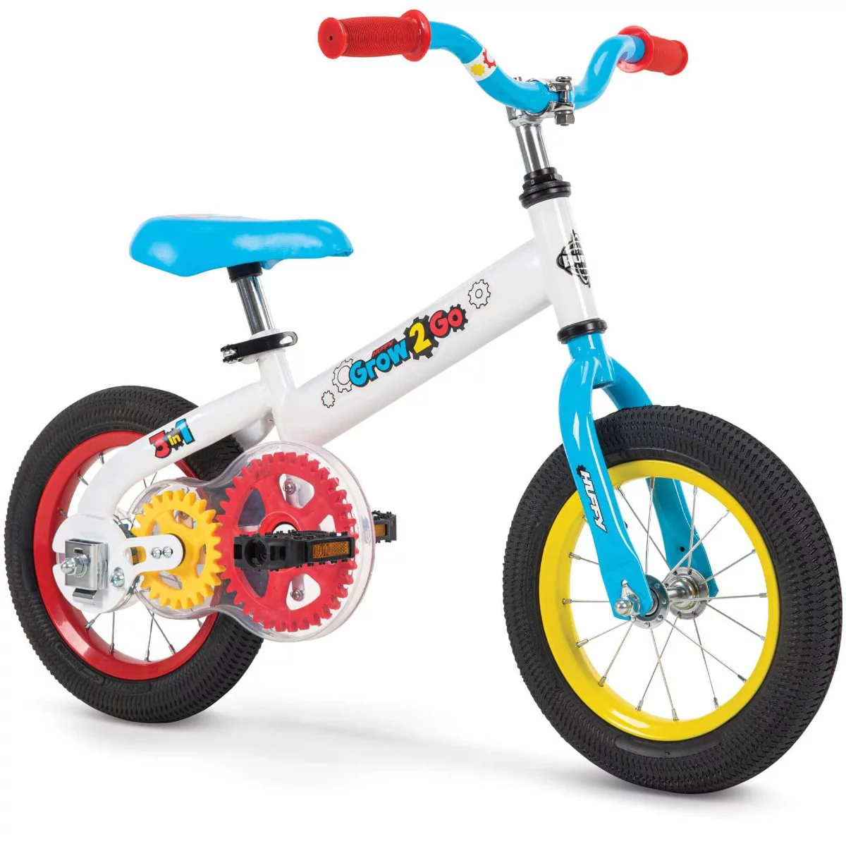 Huffy Grow 2 Go Conversion Balance to Pedal Bike (Red, Blue, and Yellow) – 22321