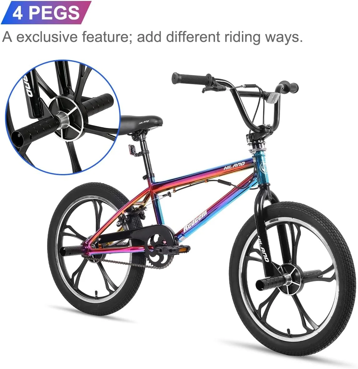 Hiland 20 Inch 3 5 Spoke Kids BMX Bike for Boys Girls Ages 7-13, Kid’s BMX Bicycle,Multiple Colors