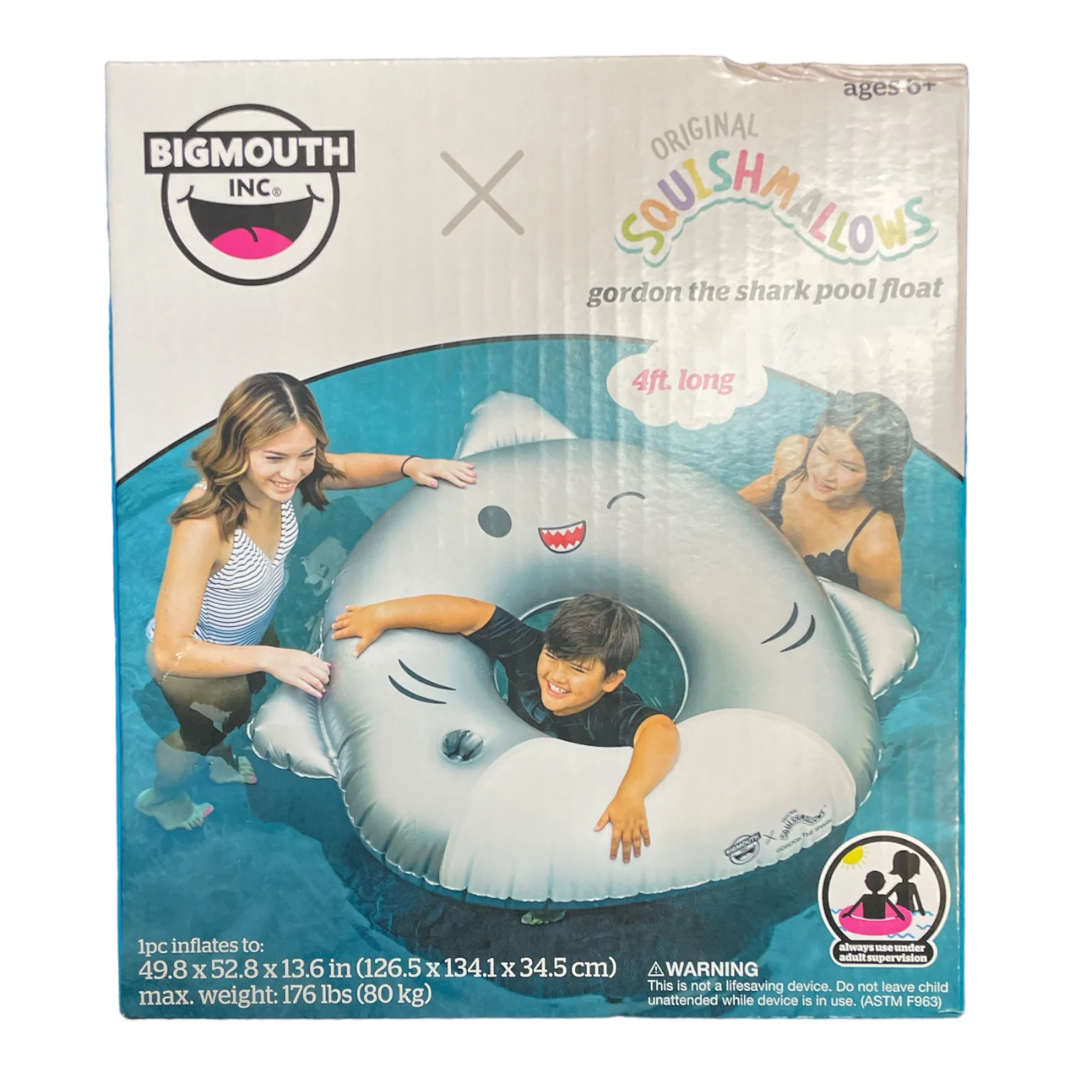 BigMouth x Squishmallows Inflatable Ring Pool Float With Built-In Cupholder (Gordon the Shark)