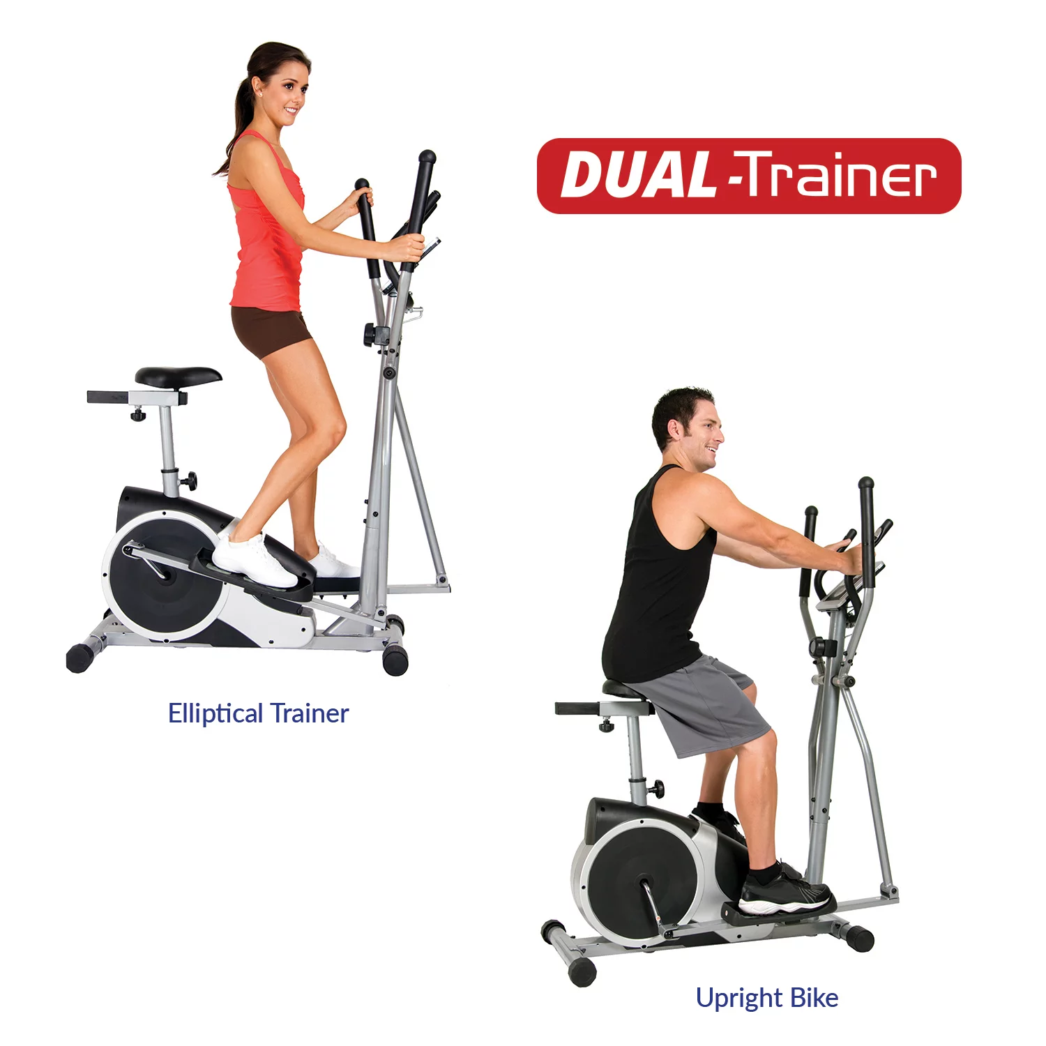 Body Champ BRM2720 Cardio Dual Trainer, 12.5″ Stride, Heart Rate, Max. Wt 250 lbs.