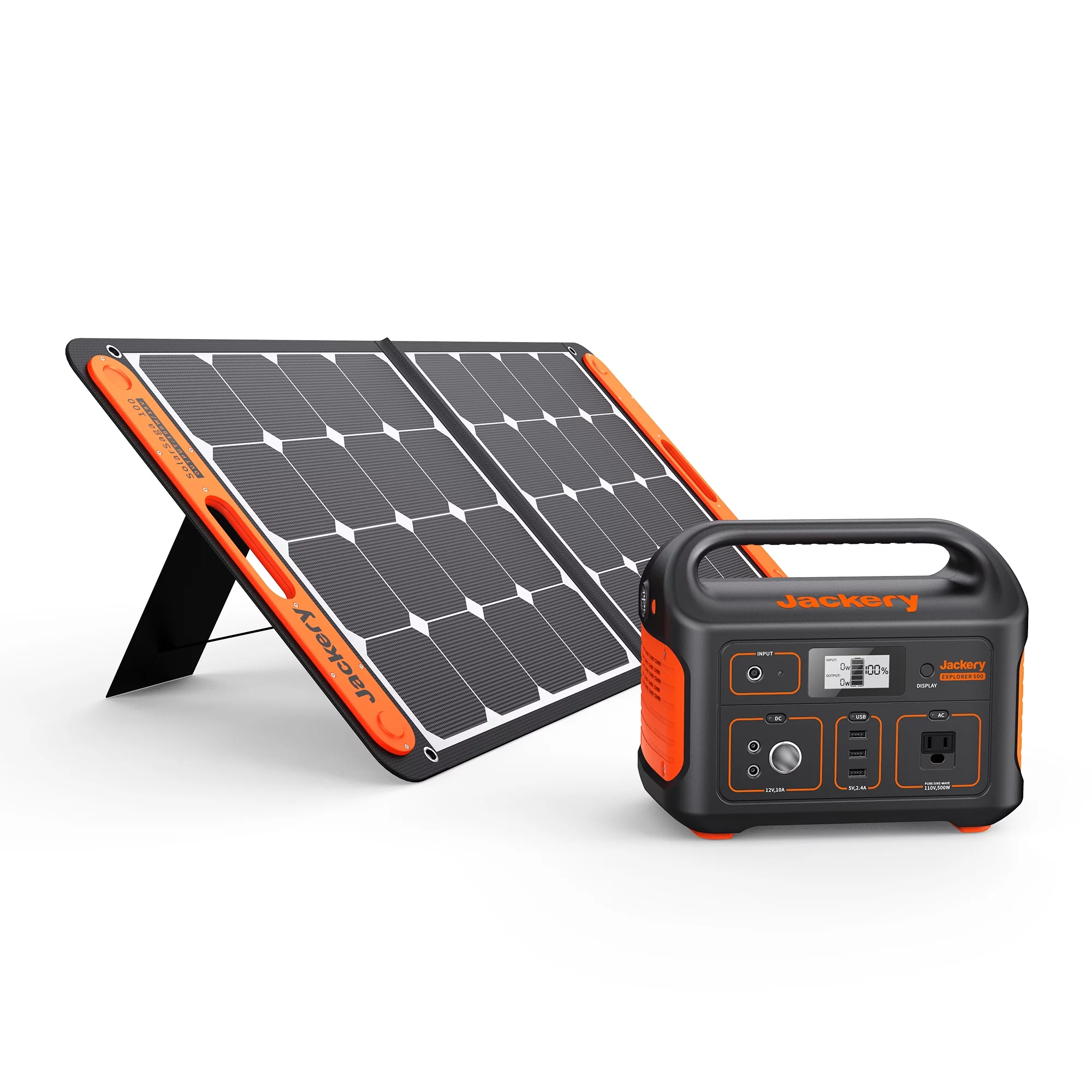 Jackery Solar Generator 500, 518Wh Outdoor Solar Generator Mobile Lithium Battery Pack with Solar Saga 100 for Road Trip Camping, Outdoor Adventure