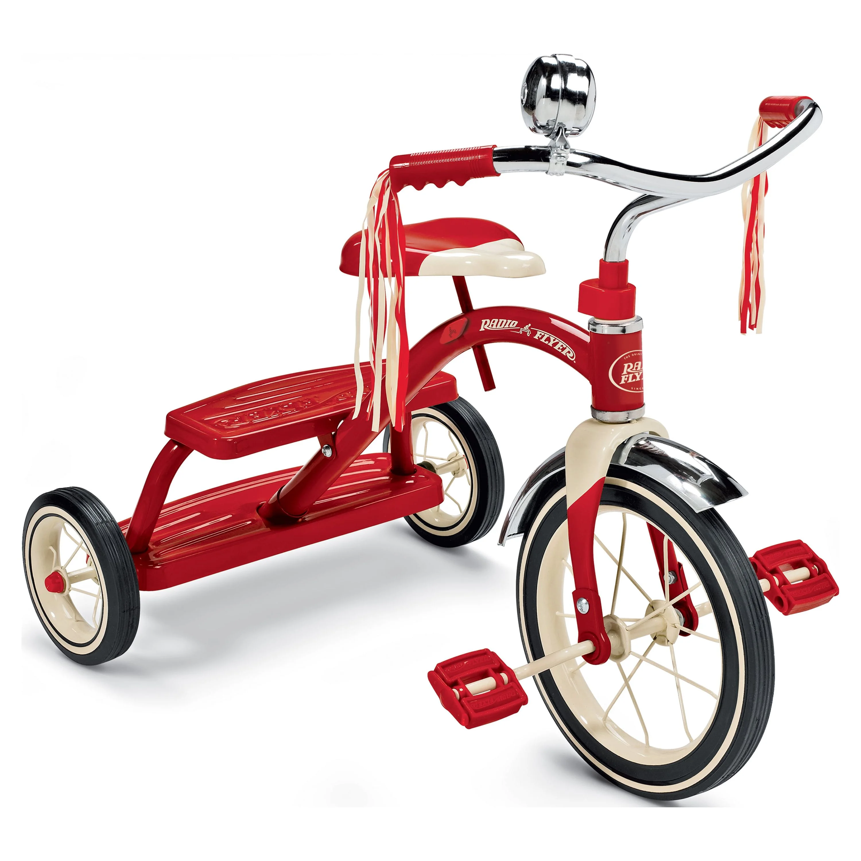 Radio Flyer, Classic Red Dual Deck Tricycle, 12″ Front Wheel, Red