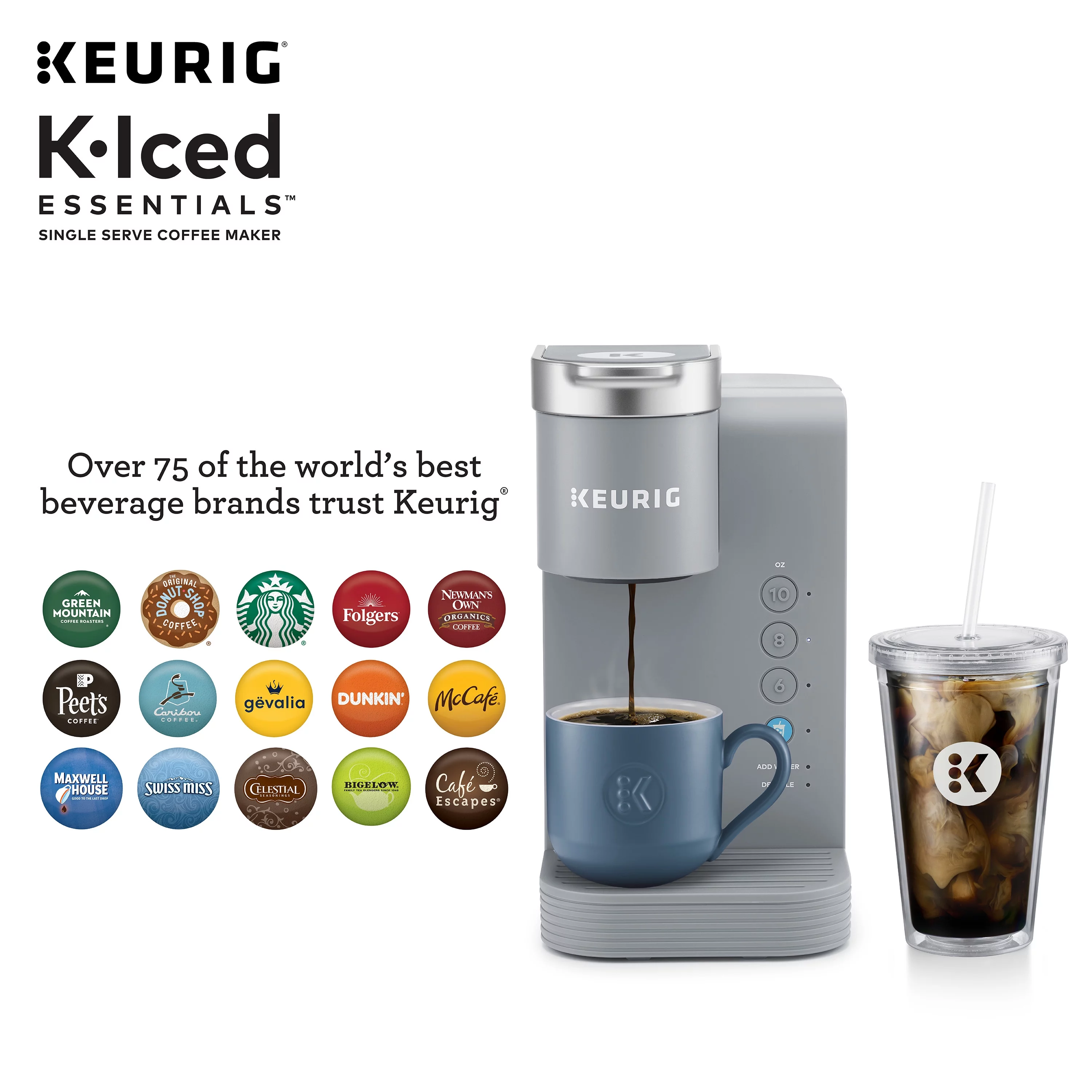 Keurig K-Iced Essentials Gray Iced and Hot Single-Serve K-Cup Pod Coffee Maker