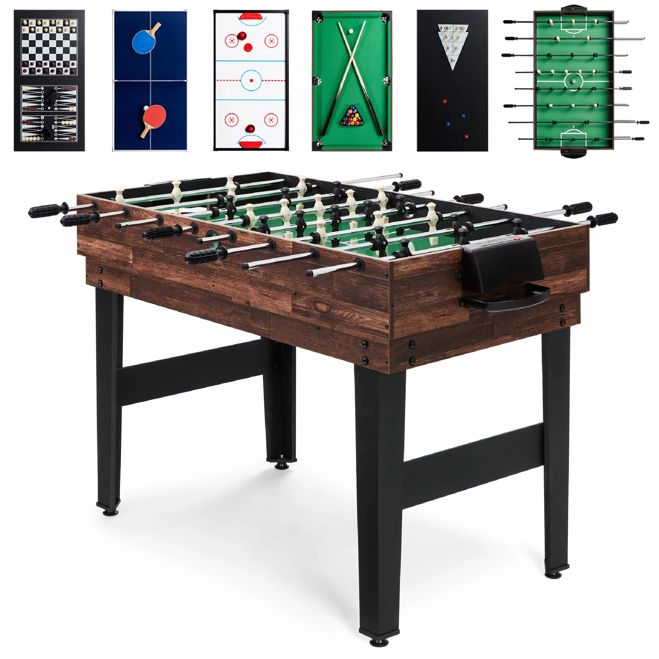 Best Choice Products 2x4ft 10-in-1 Combo Game Table Set w/ Hockey, Foosball, Pool, Shuffleboard, Ping Pong – Natural