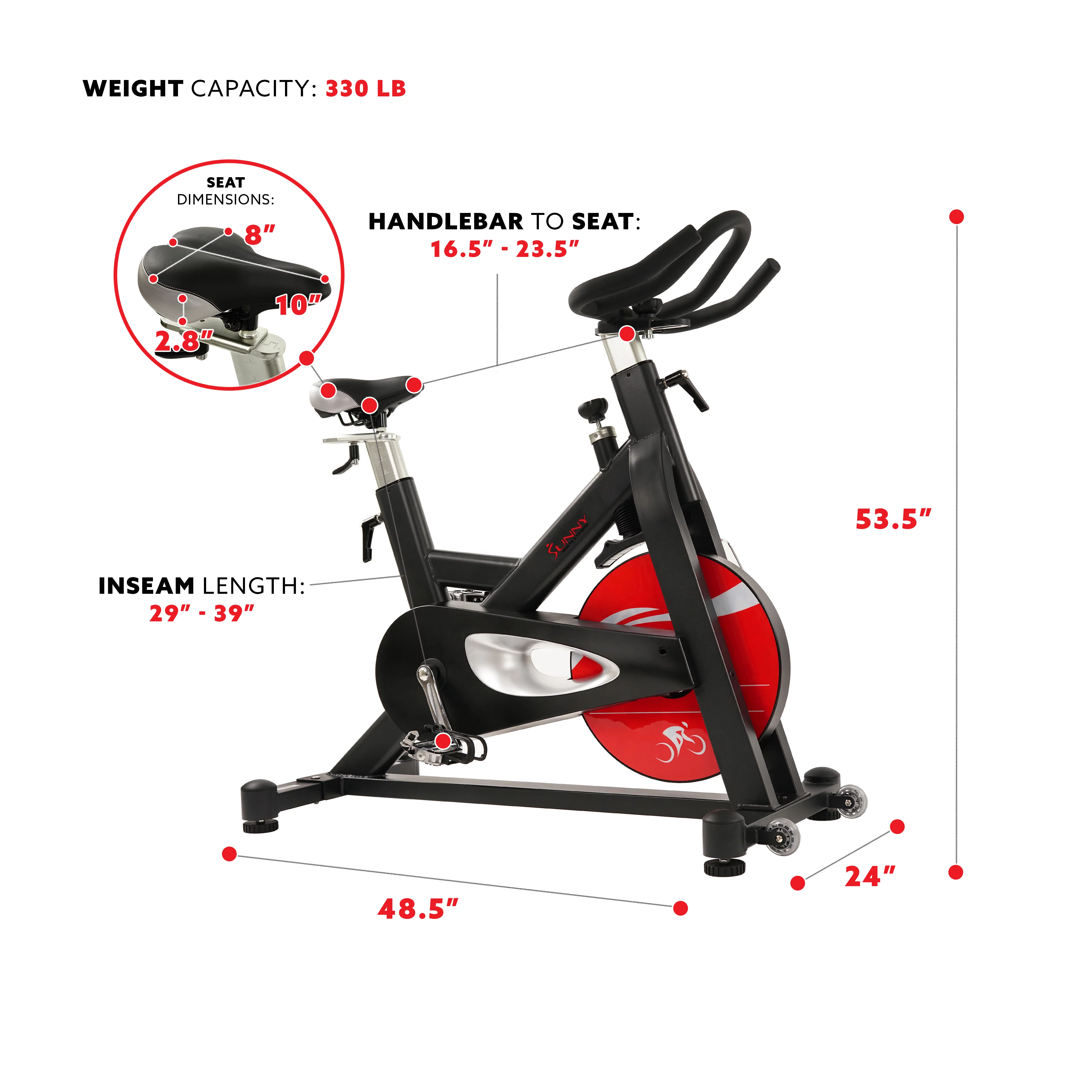 Sunny Health & Fitness Evolution Pro Magnetic Indoor Cycling Exercise Bike, High Weight Capacity, Heavy Flywheel, SF-B1714