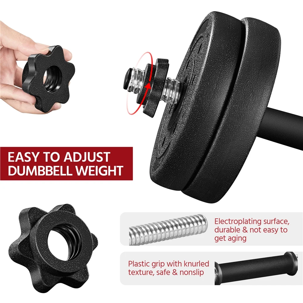 SmileMart Adjustable Dumbbell Set for Home and Gym Exercise, Black, 44 Lb