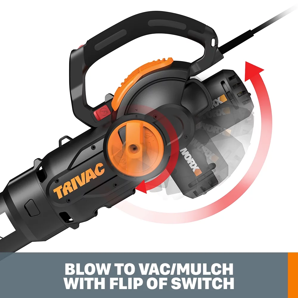 Worx WG512 3 in 1 Trivac 2 Speed Corded Electric Leaf Blower Mulcher Yard Vacuum