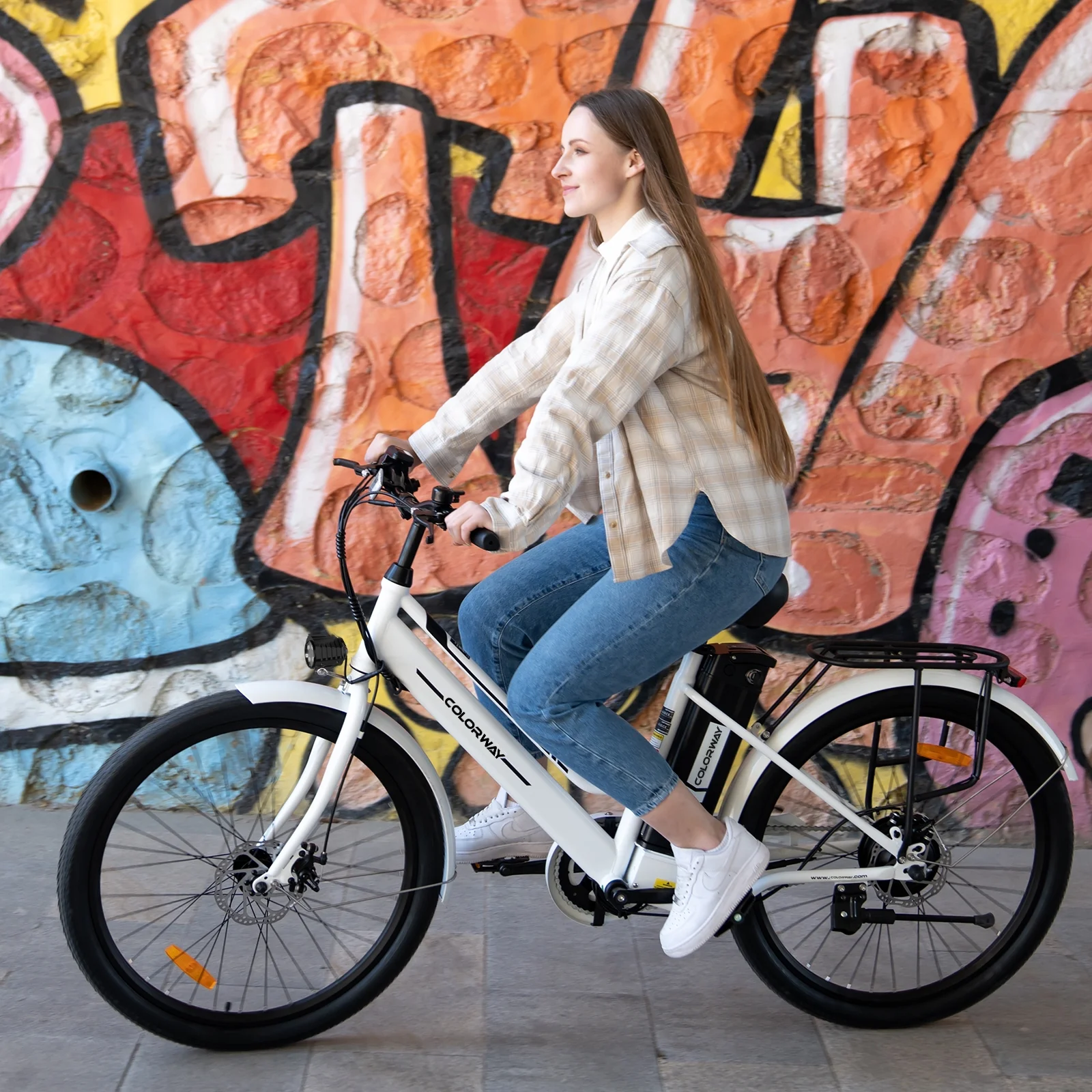 COLORWAY 26″ Electric Bike for Woman, 500W Powerful Motor, 36V 12AH Removable Battery E Bike, , Max. Speed 19.9MPH Electric Bicycle