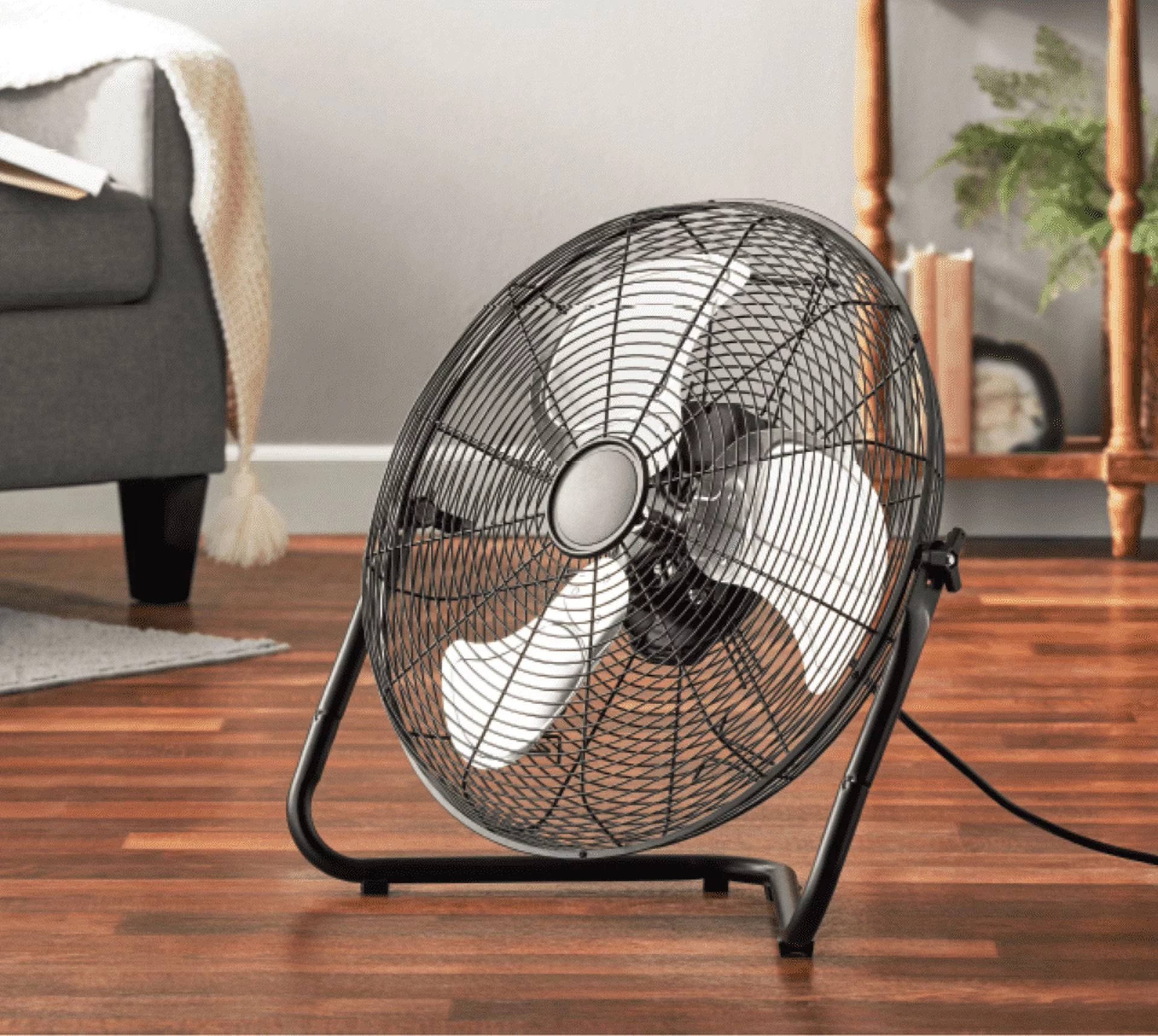 Mainstays 20 inch New 3-Speed High Velocity Steel Floor Fan, Black