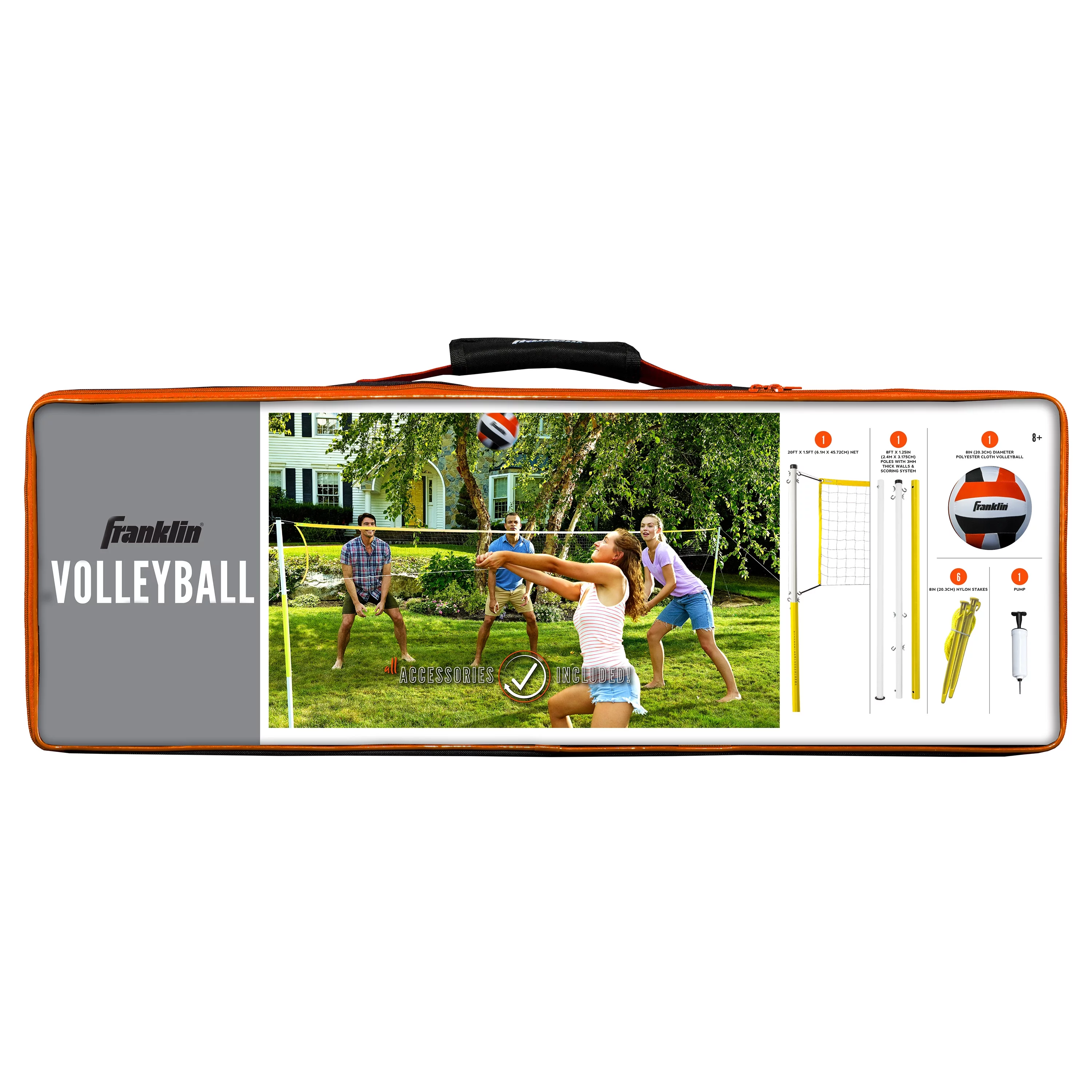 Franklin Sports Volleyball Net Set – Backyard Volleyball Set – Family