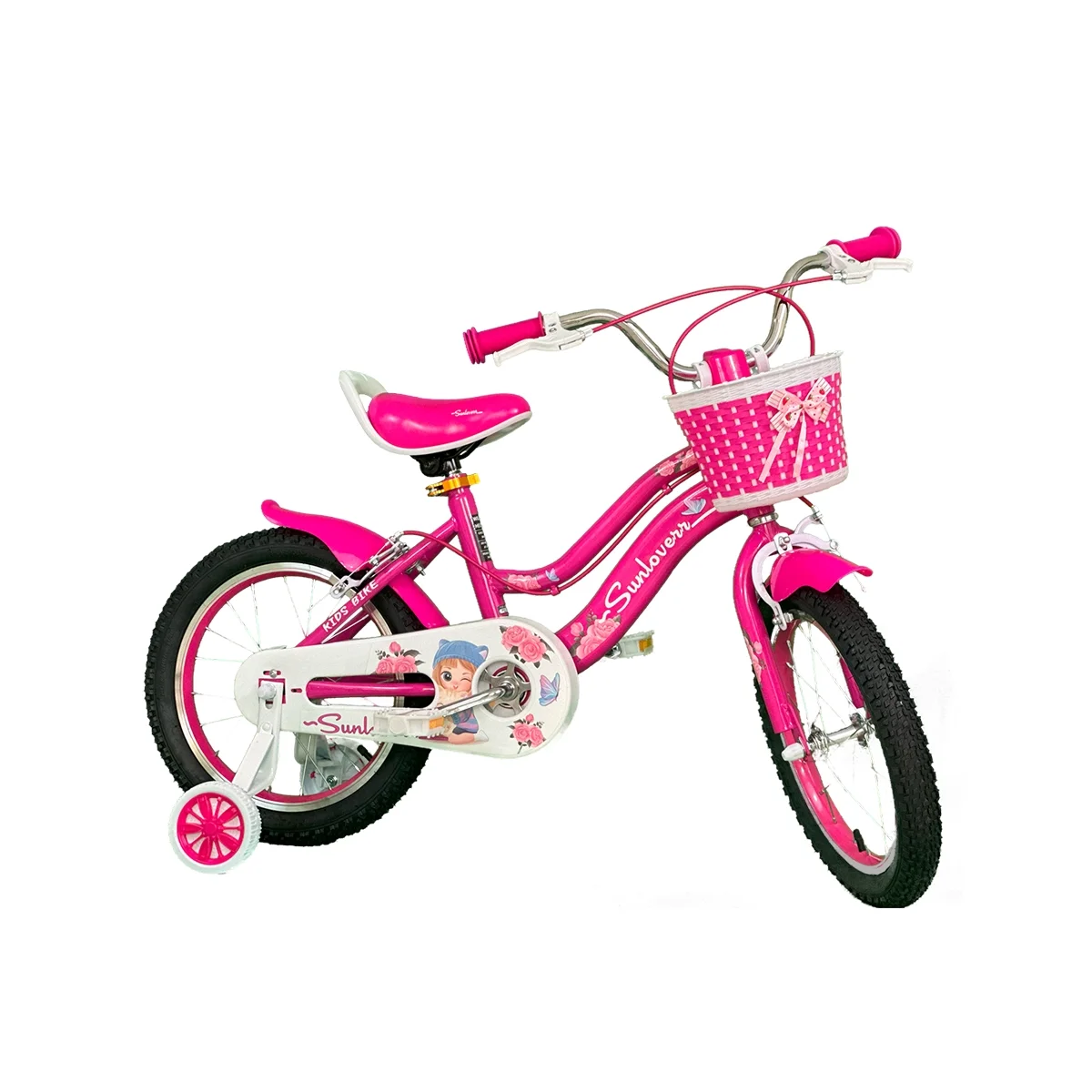 SUNLOVERR Pink Dreams Girls Bike for Toddlers and Kids Ages 3-5 Years Old, 12 Inch Kids Bike with Training Wheels & Basket