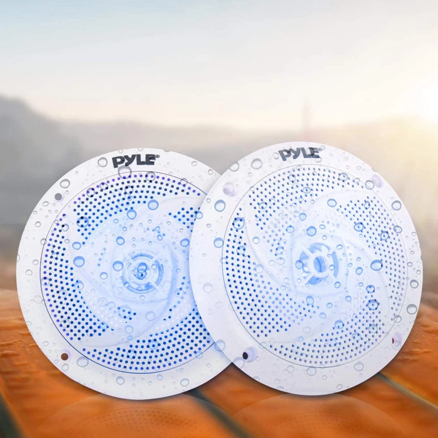 Pyle PLMRS63WL 6.5 Inch Waterproof Low Profile Marine Speakers, White (2 Pack)