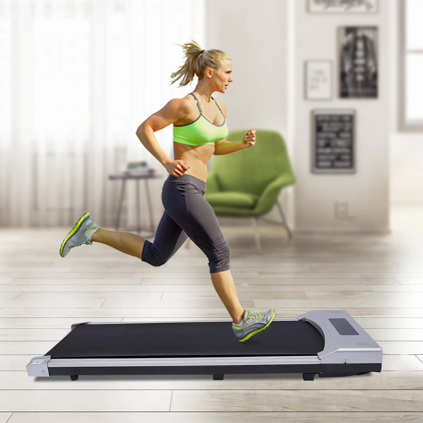 YIYIBYUS Treadmill Under Desk Thin Design Electric Treadmill, Walking Jogging for Home Office Gym, Remote Control