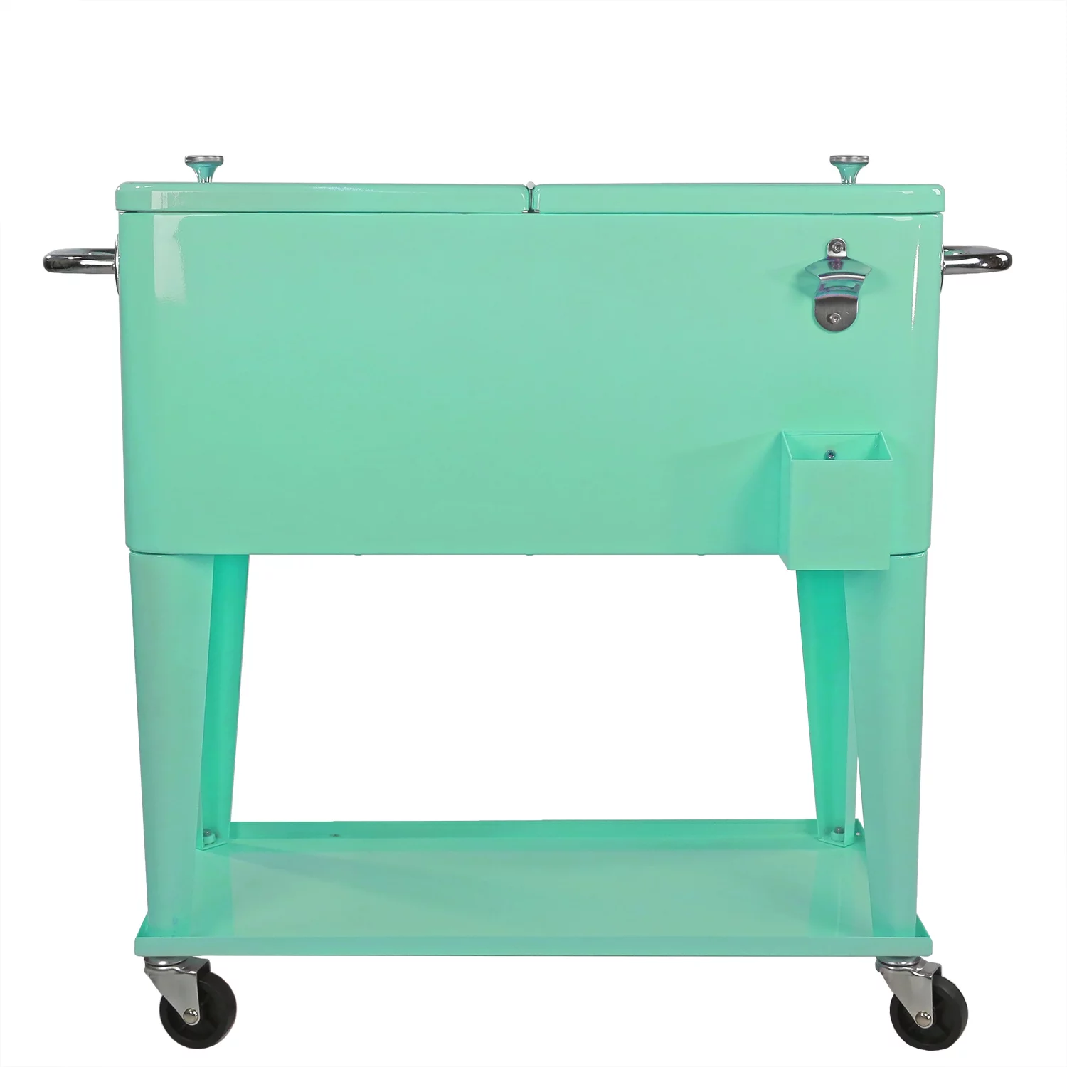 Home Aesthetics Retro 80Qt Quart Rolling Cooler Cart Ice Chest Patio Outdoor