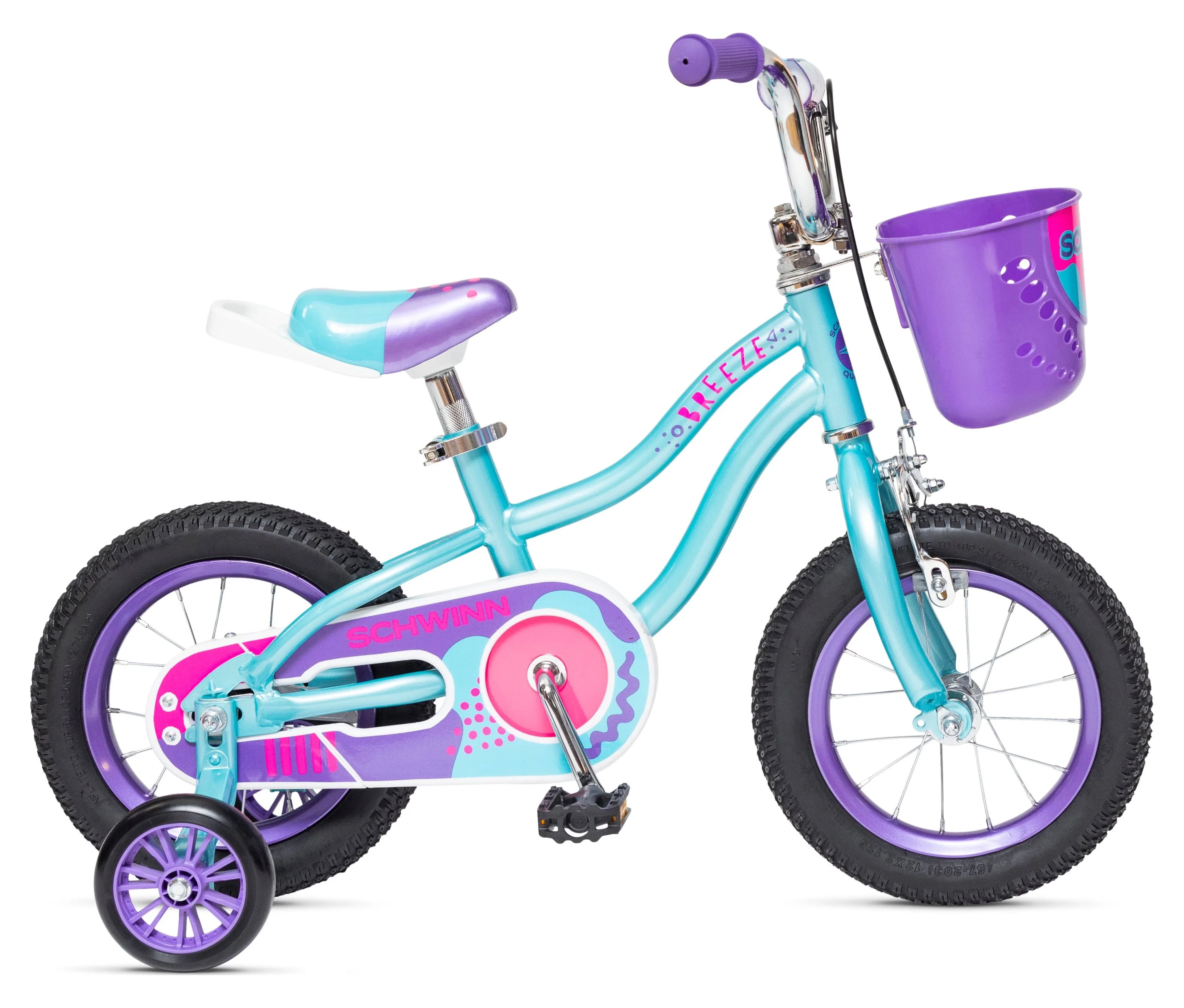 Schwinn 12″ Breeze Girls Kids Bike with Basket, Teal, Recommended for Ages 2 – 4