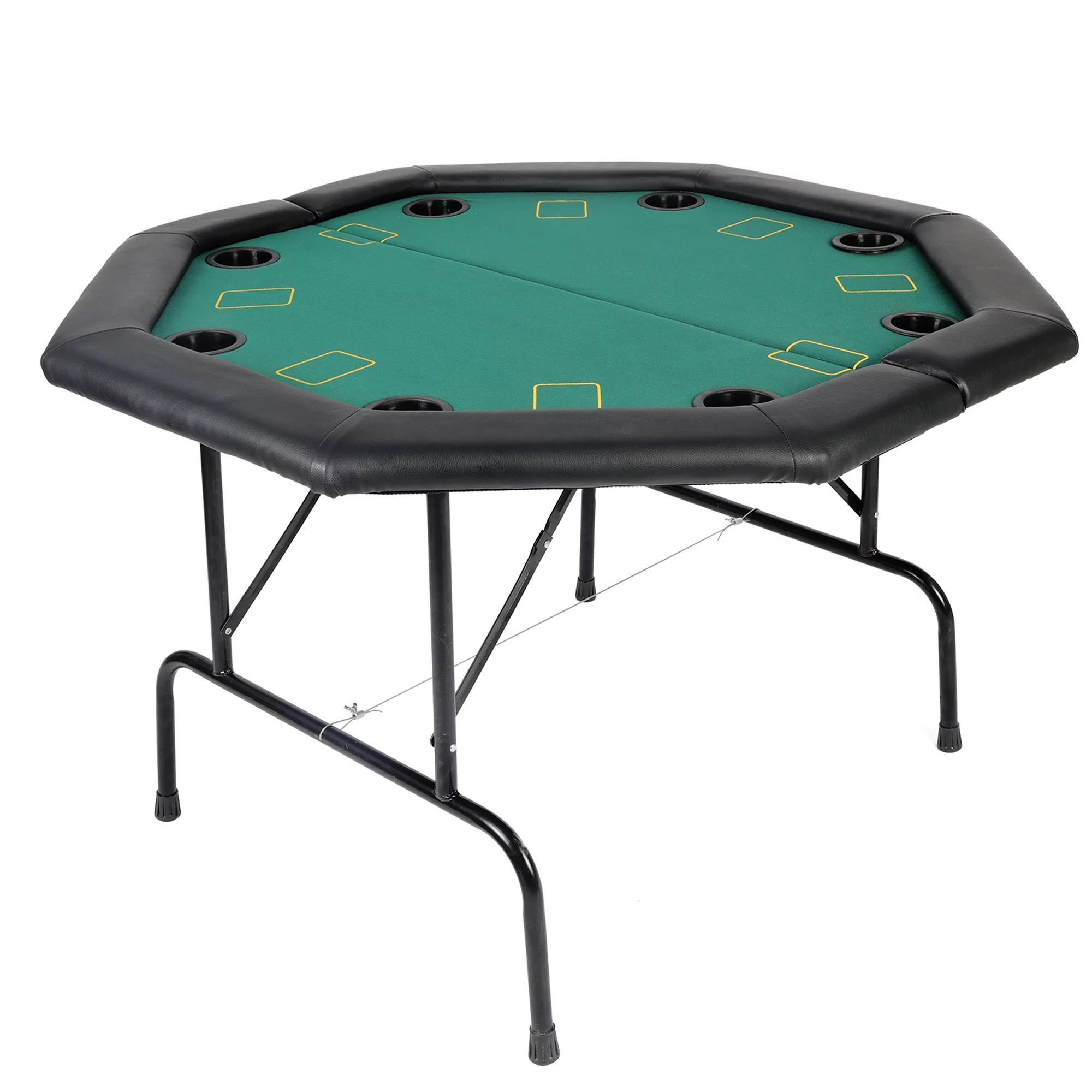 Karmas Product Poker Table 8 Player 48″ Octagon Folding Texas Poker Blackjack Game Table with Cup Holder