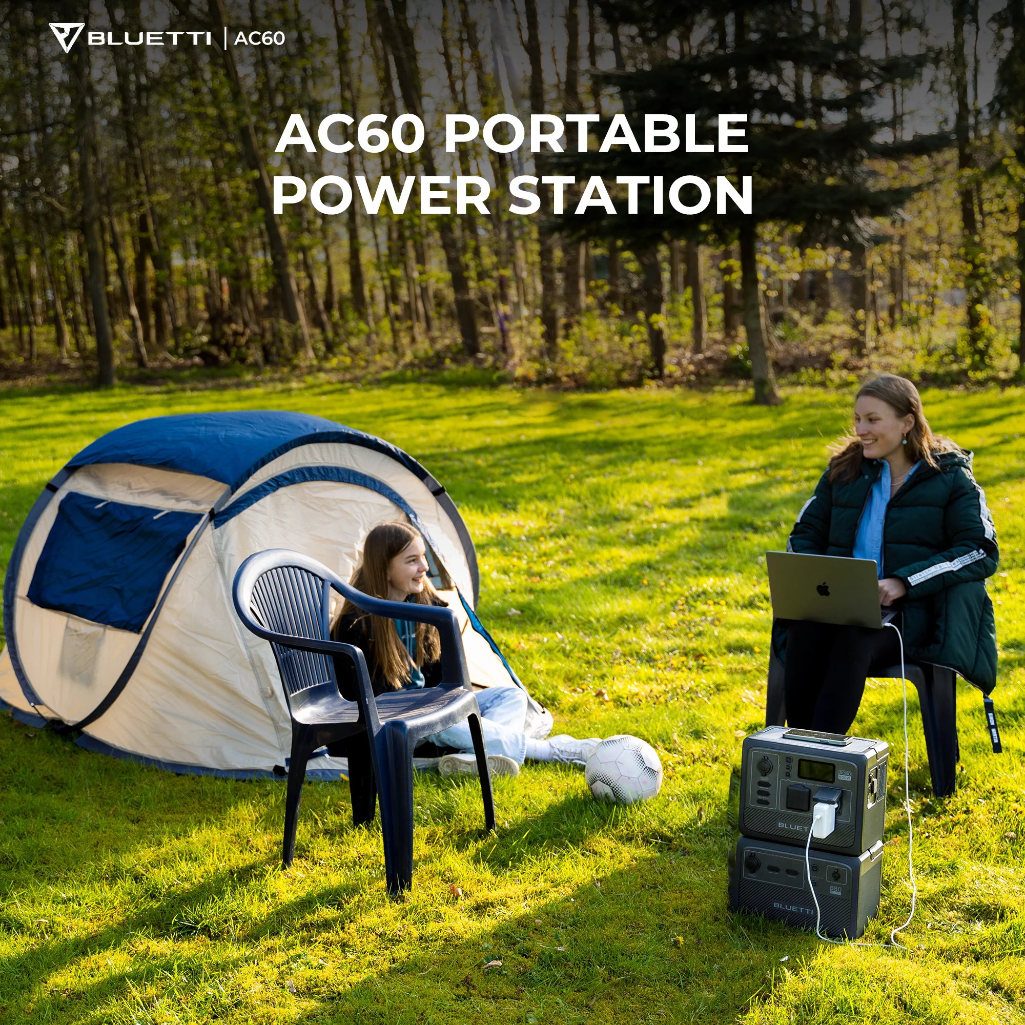 BLUETTI AC60 IP65-Rated Portable Power Station, 600W 403Wh LiFePO4 Power Station, 6-Year Warranty Solar Generator for Home Backup, Camping, RV