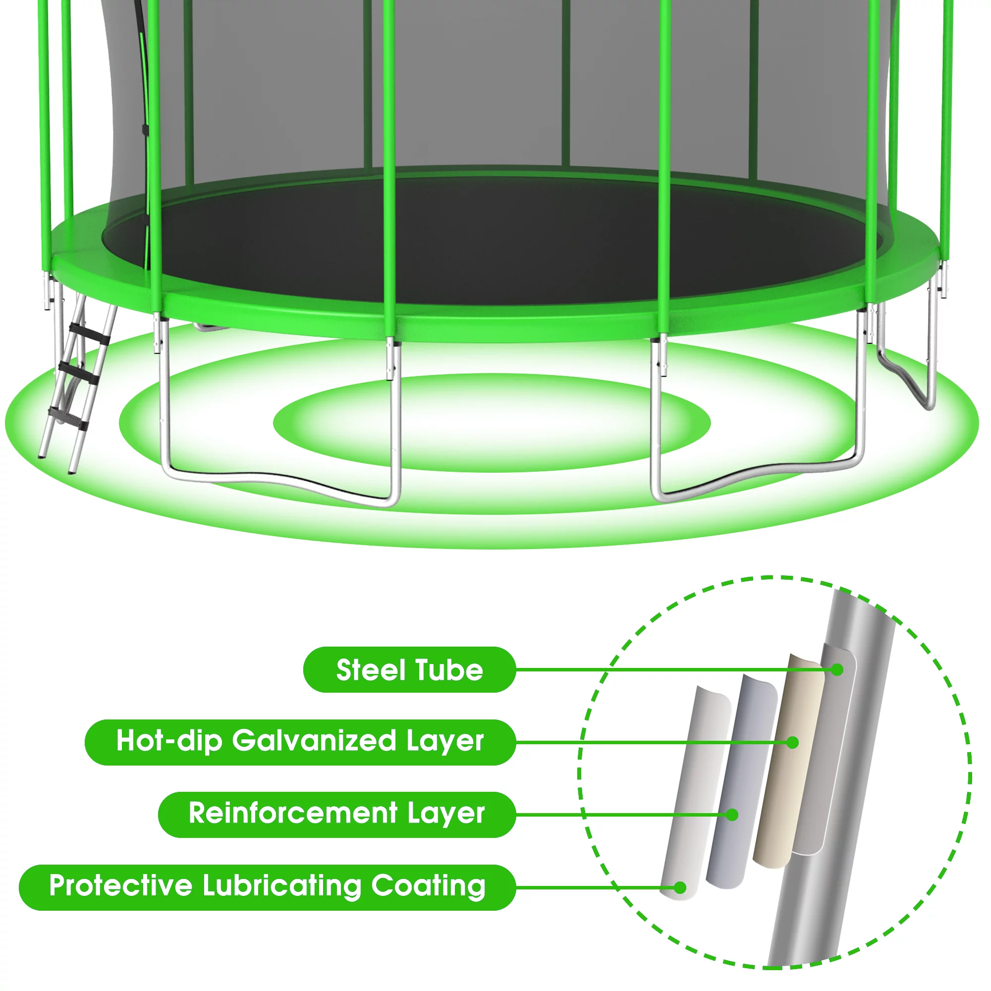 YORIN 1500LBS 16 FT Trampoline for Adults with Enclosure Net, Outdoor Trampoline Capacity 6-8 Kids, with Basketball Hoop, Ground Stakes, Ladder, ASTM Approved Large Backyard Recreational Trampoline