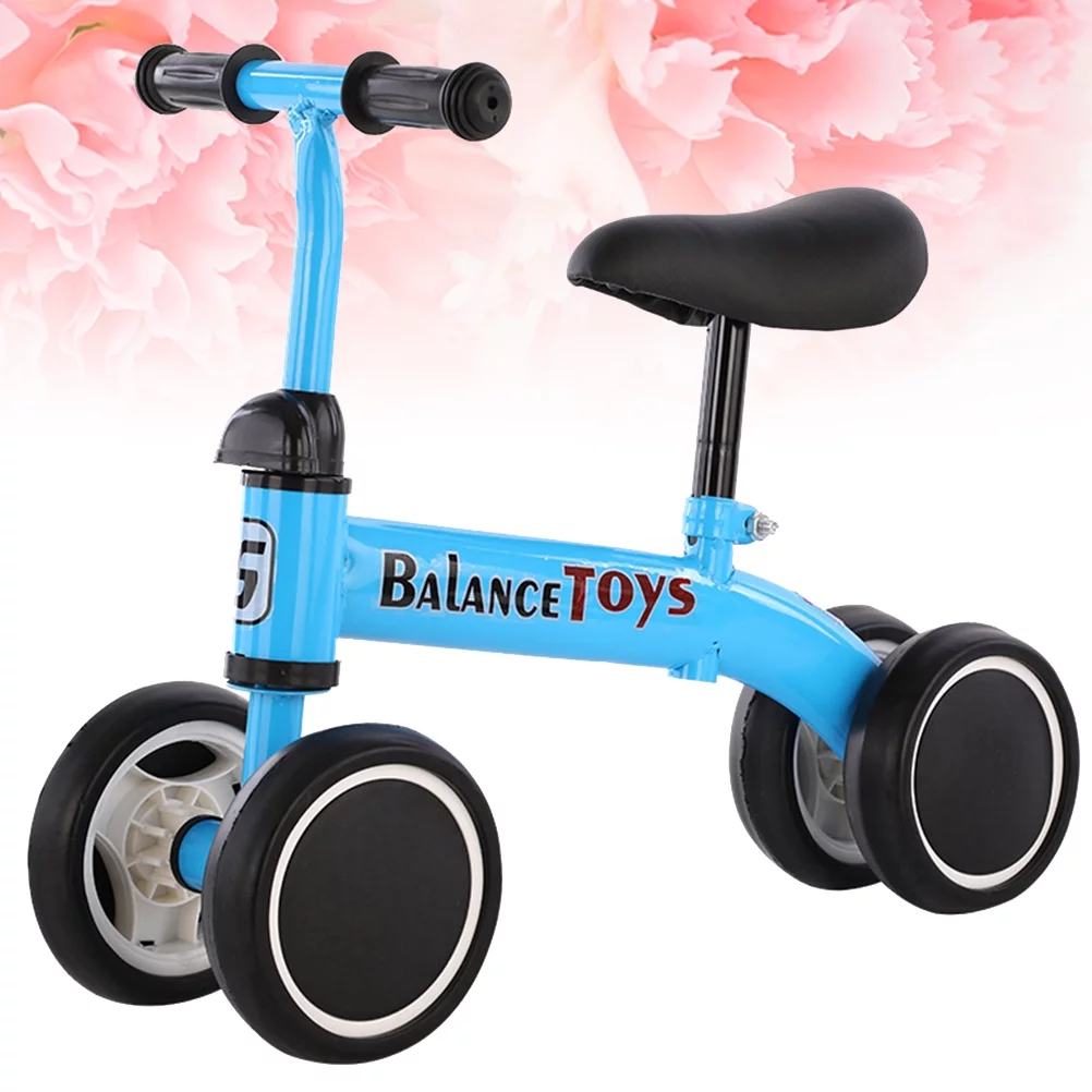 1pc Balance Bike 4 Wheels Balance Walking Studying Balance Car for Toddlers Kids (Blue)