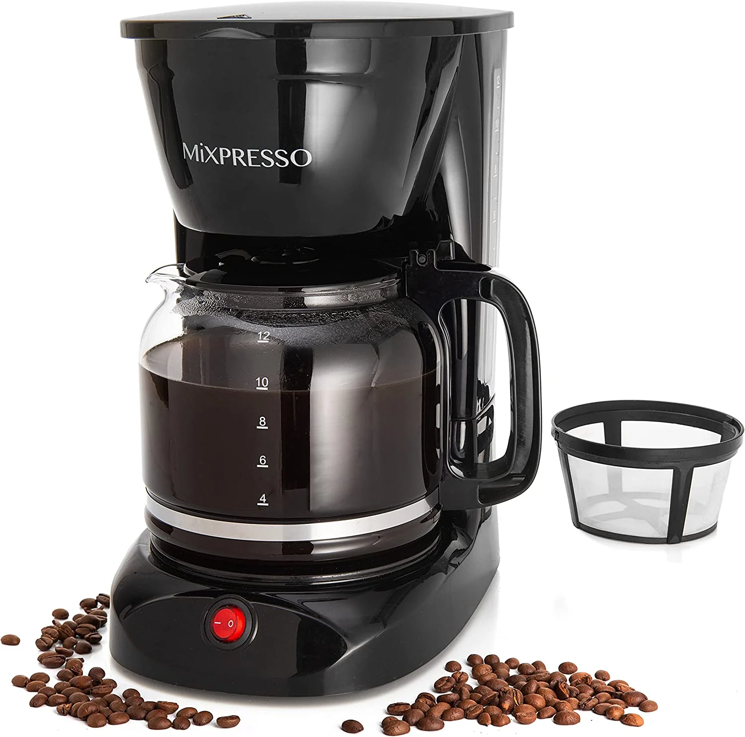 Mixpresso 12 Cup Coffee Maker, With Auto Keep Warm Function, Black.