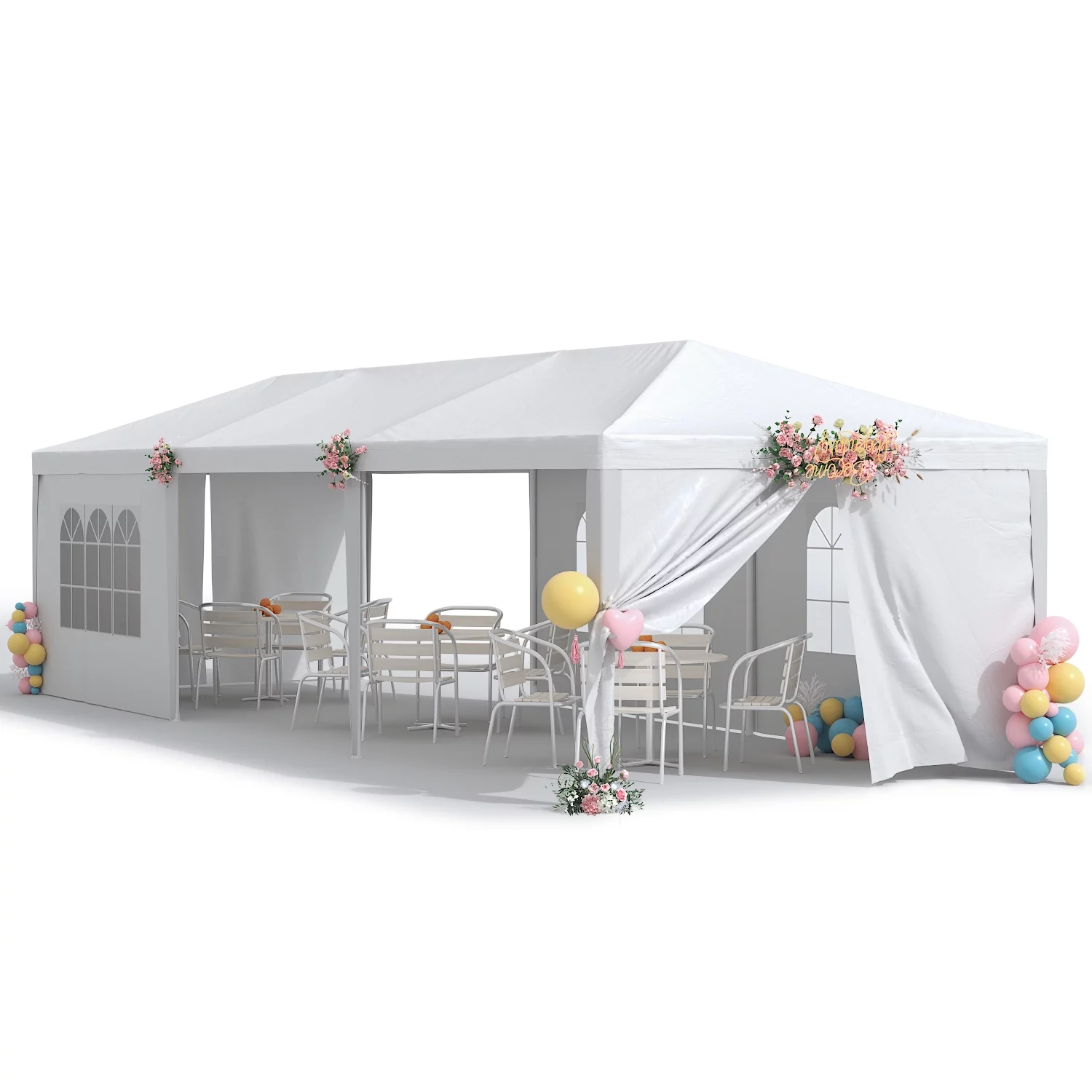 Lacoo 10′ x 30′ Outdoor Gazebo Wedding Party Tent Patio Canopy Camping Shelter Pavilion w/Removable Sidewalls Carport Cater BBQ Events