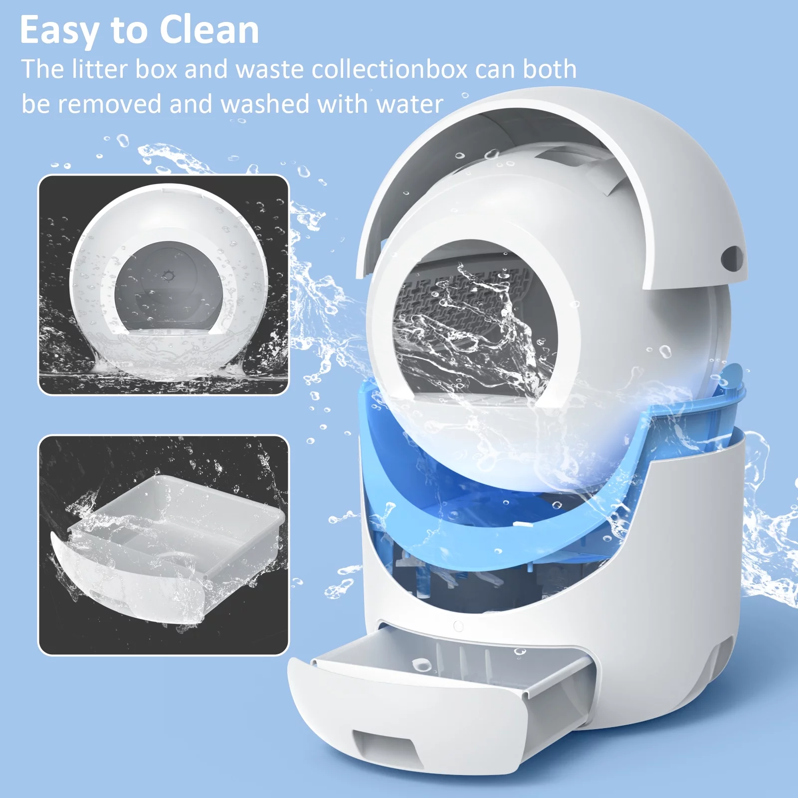 Self Cleaning Litter Box for Multiple Cats, 2.4G Wifi APP Control , 40 Litter Liners&Mat