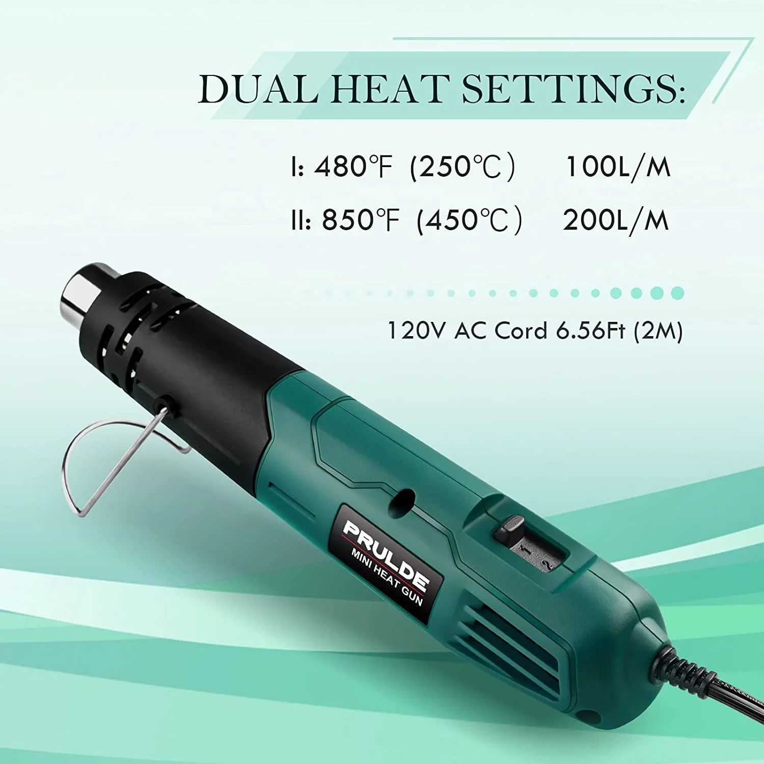 PRULDE Mini Heat Gun, 380W/480??F-850??F Dual Tempture Hot Air Gun for Crafts DIY, Epoxy Resin, Shrink Wrap, Electronics, Embossing