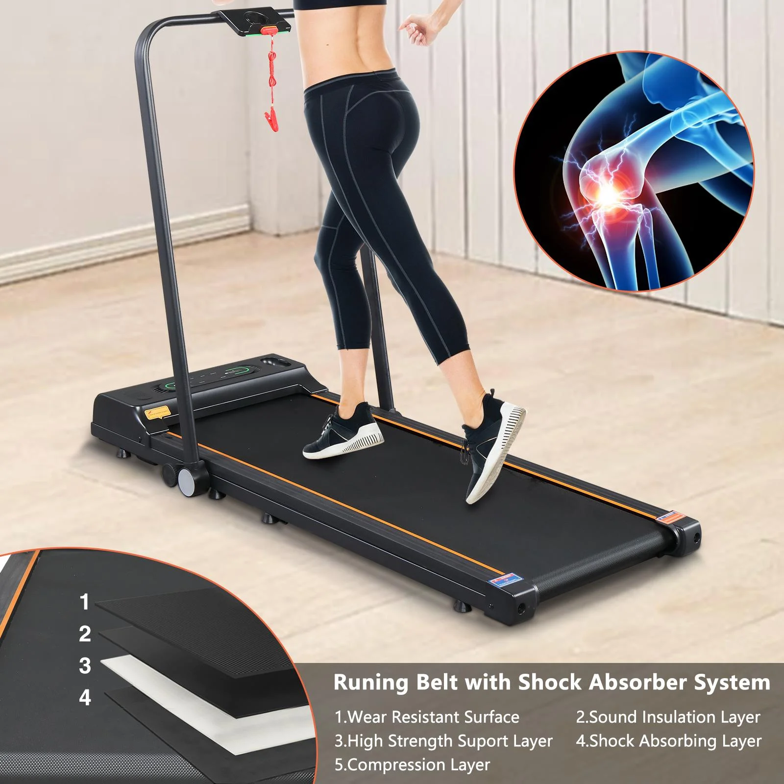 GoDecor Treadmill, Portable Folding Walking Machine, for Home, Office & Gym