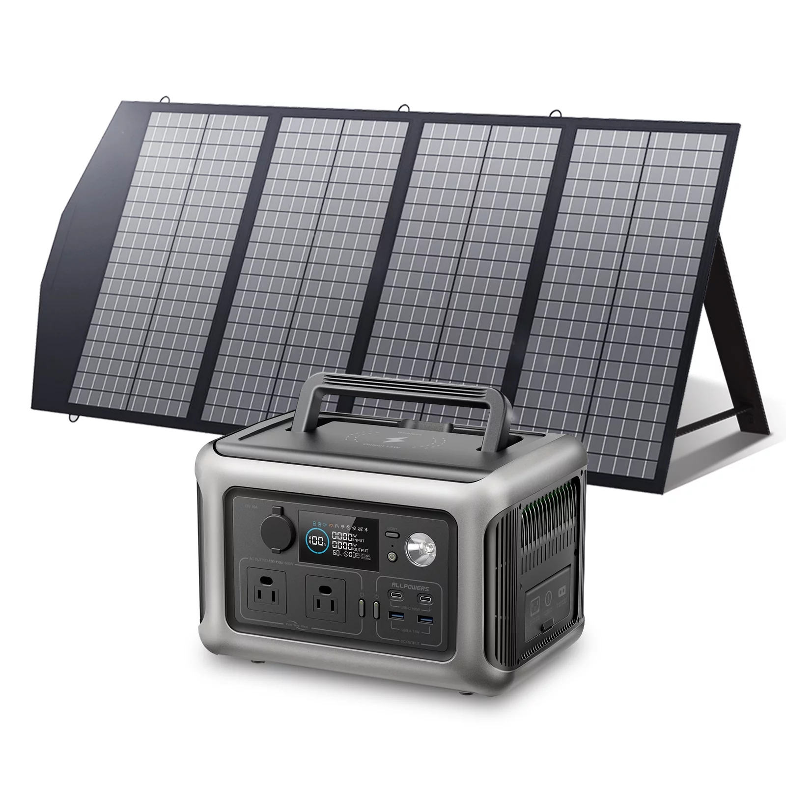 ALLPOWERS R600 Portable Power Station 600W, 299Wh LiFePO4 Battery, Wireless Charging, Solar Generator for Camping Home Emergency off-Grid