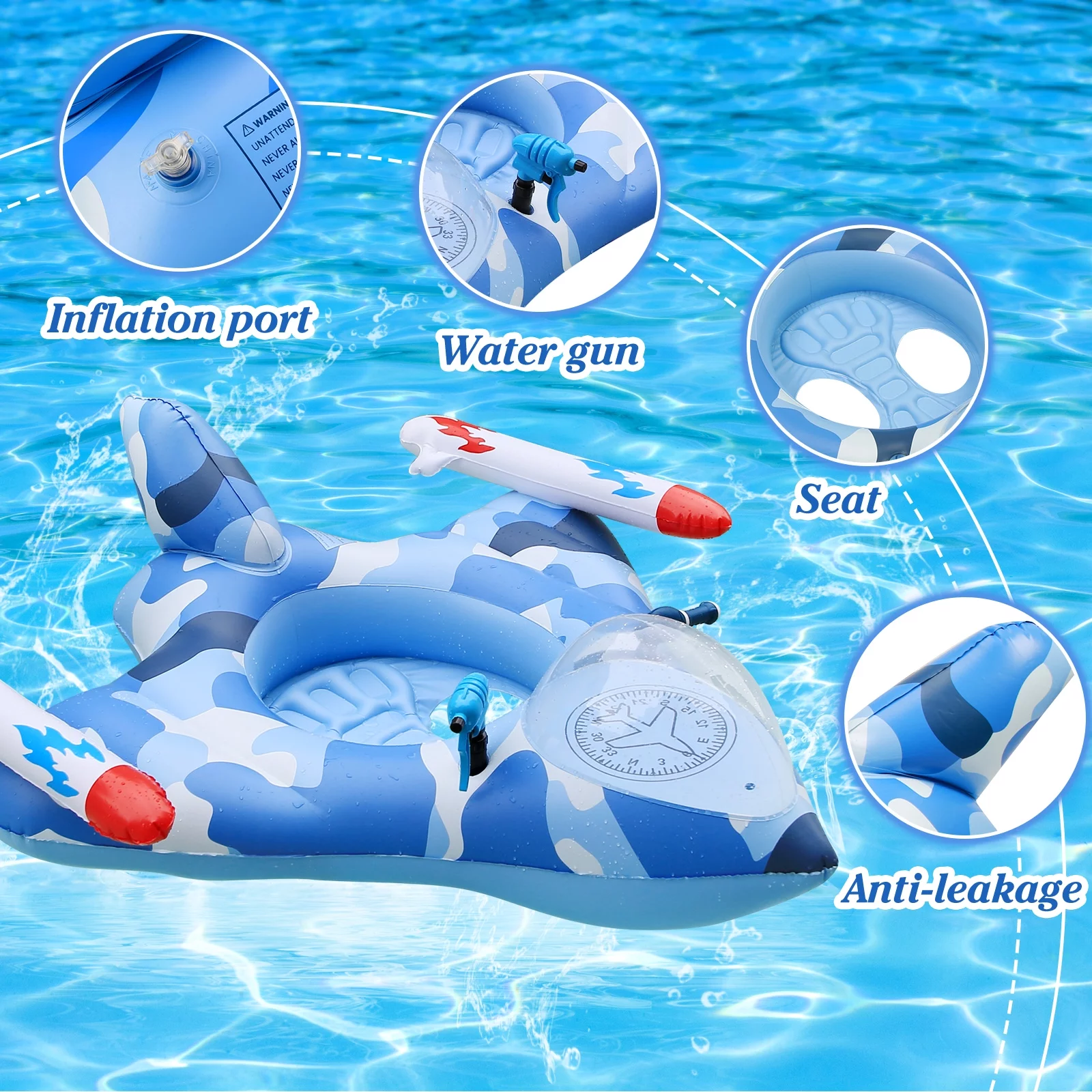 YEEREEN Pool Float with Water Guns,Inflatable Pool Float for Summer Parties Beach Games – Lightweight & Durable PVC Material