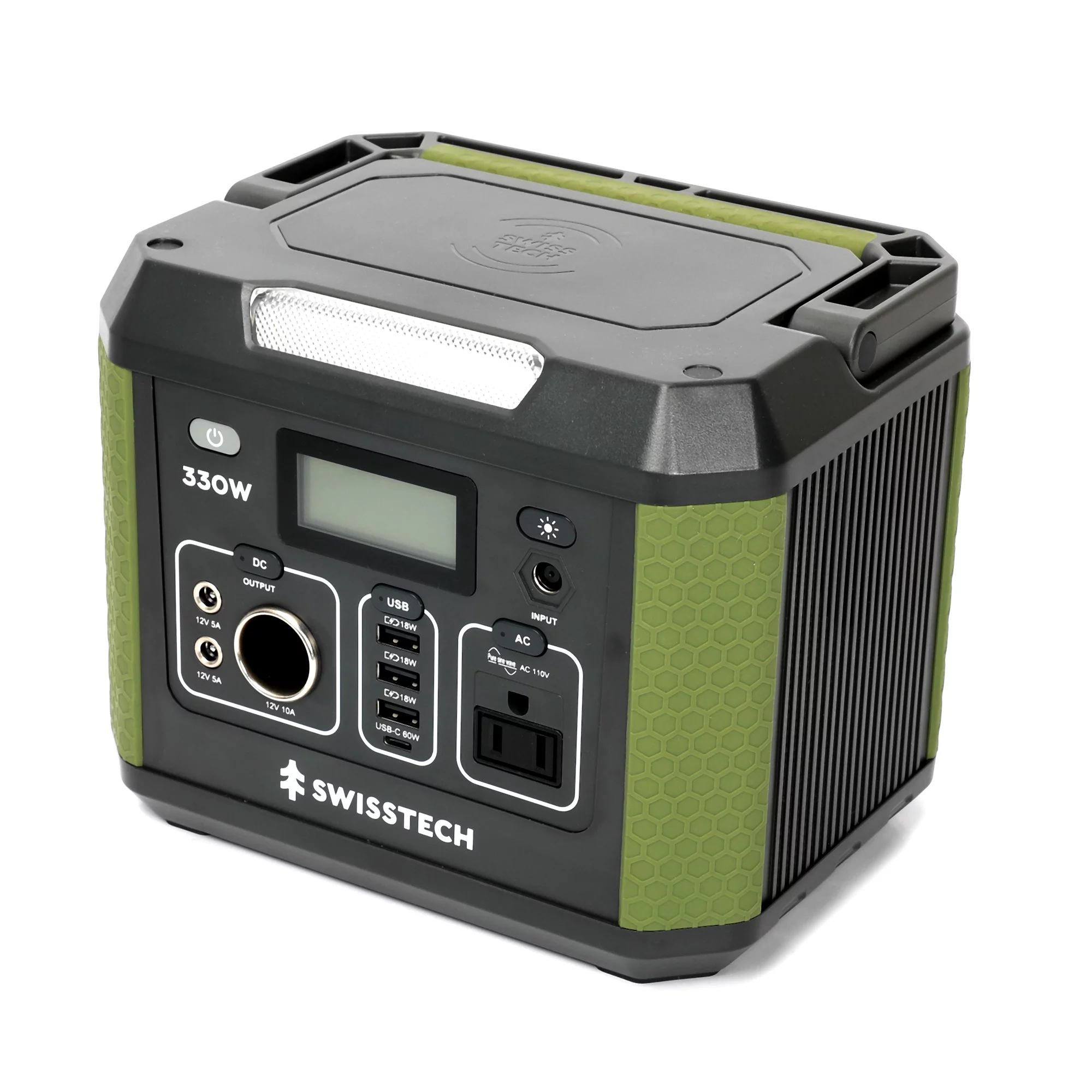 Swiss Tech 330W Portable Power Station, 288.6Wh, Solar Powered Battery for Camping and Travel Emergency