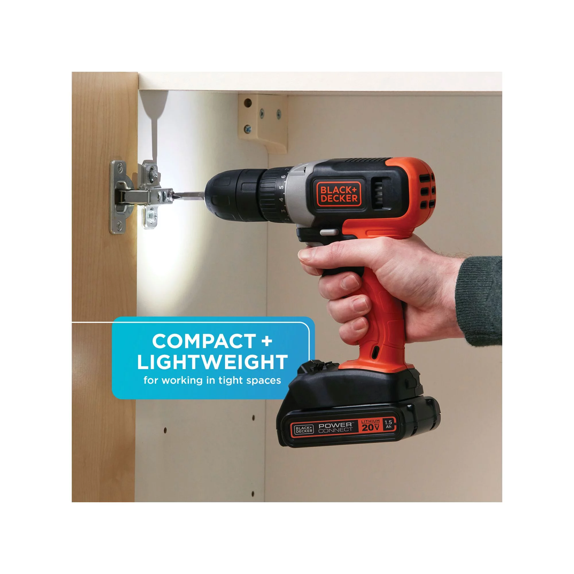 Black & Decker BCD702C1AEV 20V Max Brushed Lithium-Ion Cordless Drill Driver Kit (1.5 Ah)