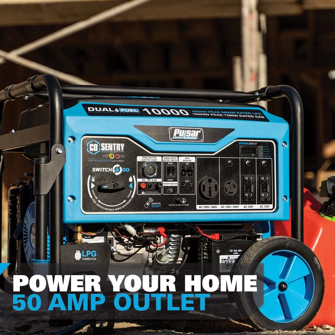 Pulsar 10,000 Watt Dual Fuel Portable Generator with Remote Start and CO Sentry