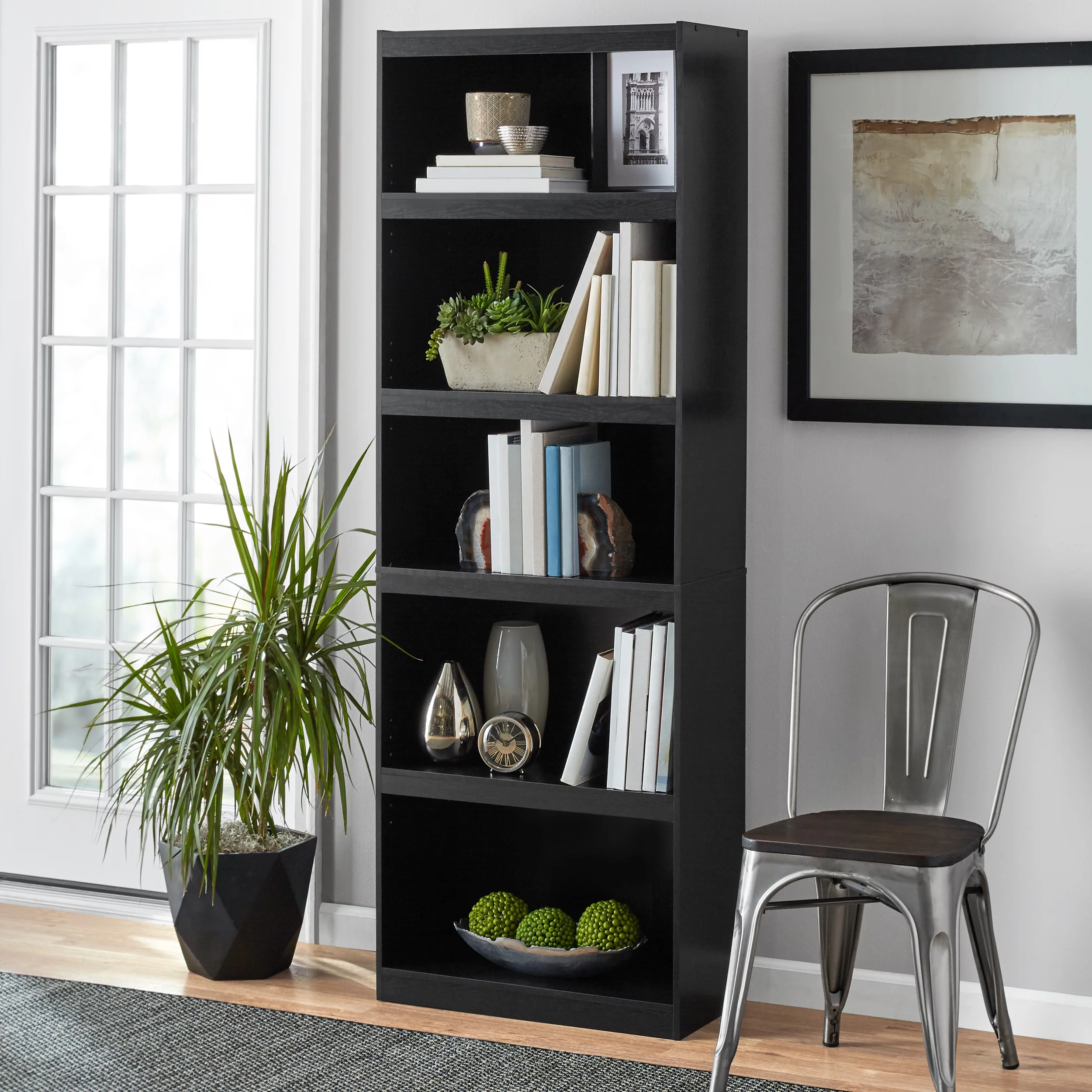 Mainstays Framed 5-Shelf Bookcase, Espresso