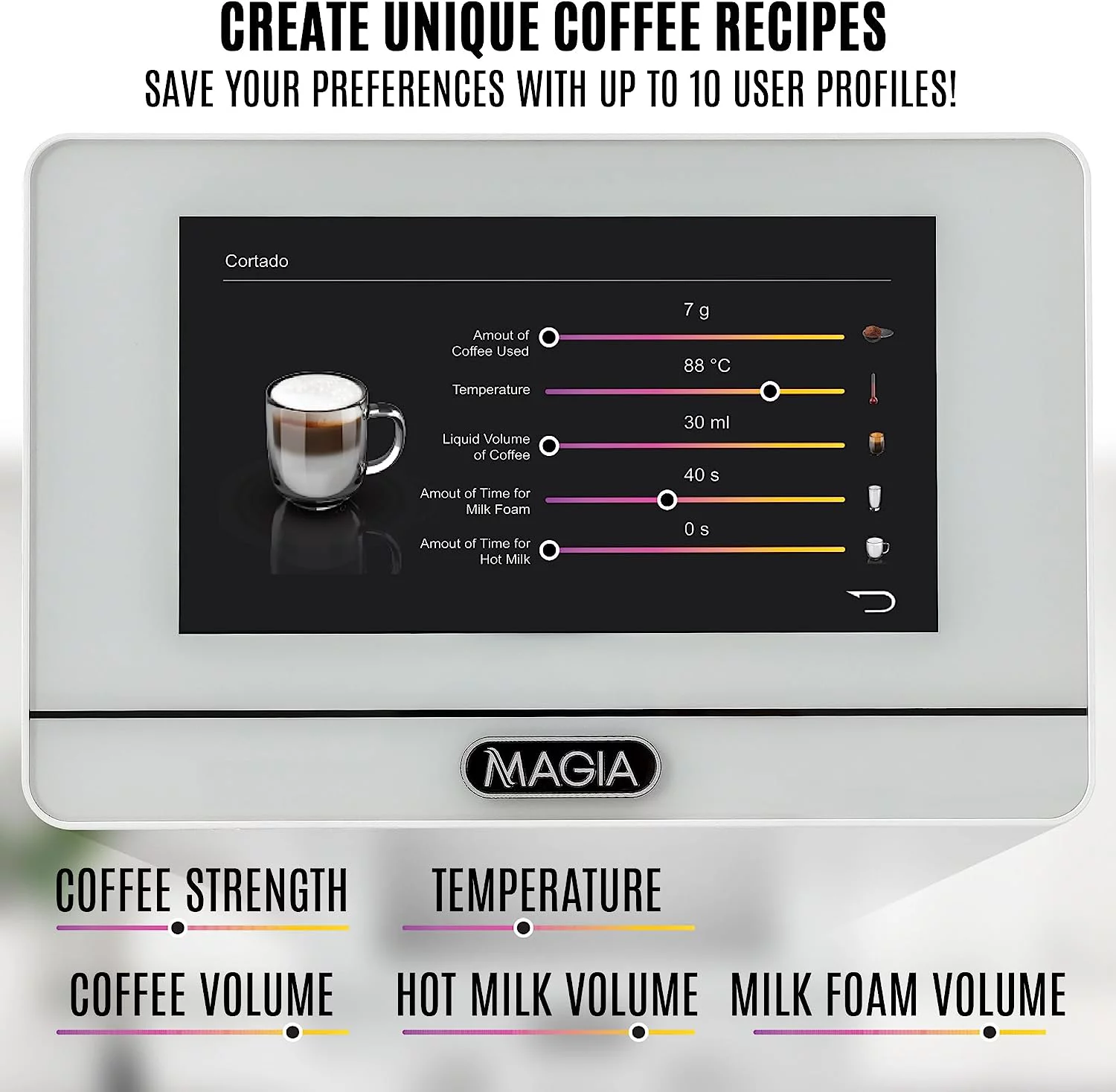 Zulay Kitchen Super Automatic Coffee Espresso Machine with Grinder and Milk Frother  – Espresso Coffee Maker – White Magia