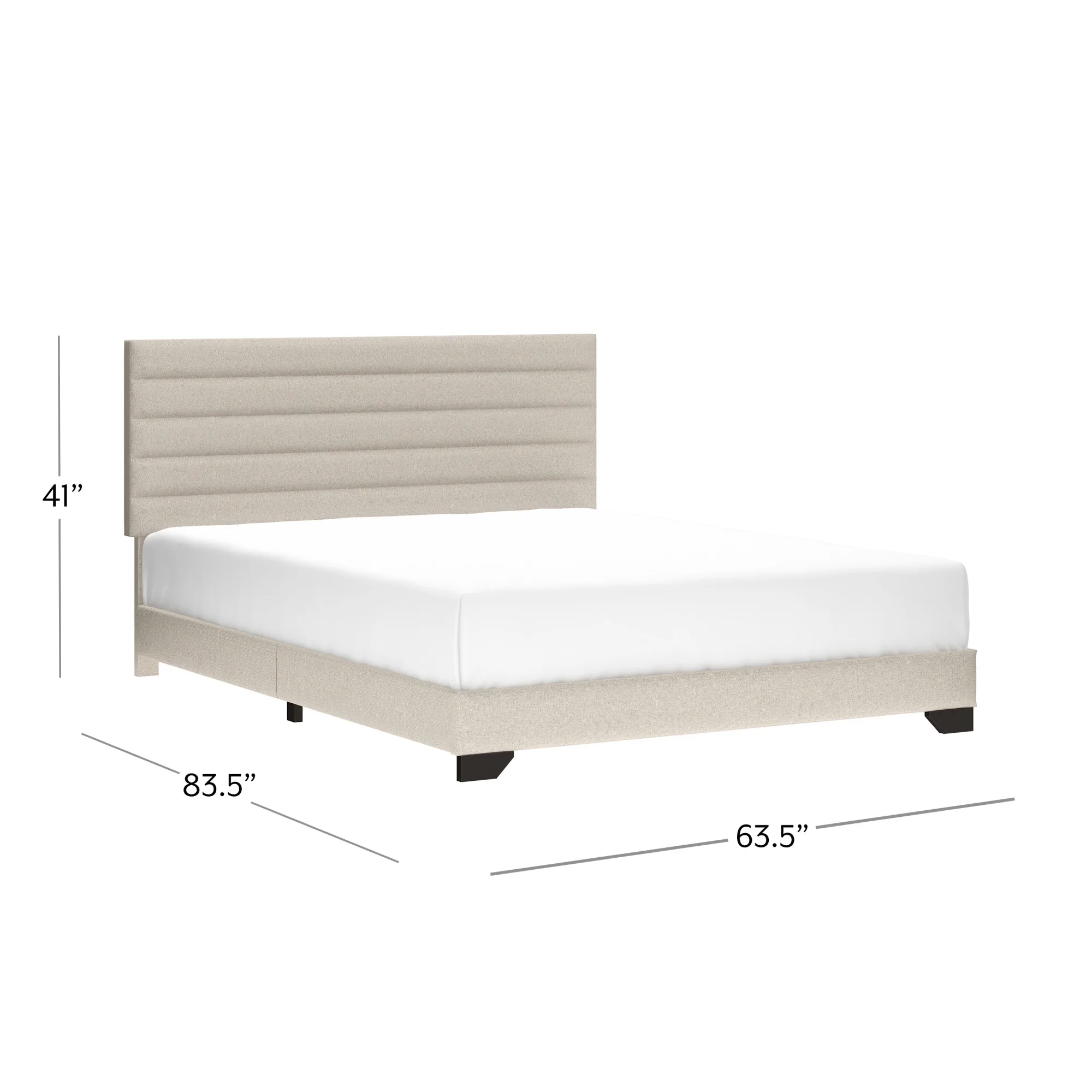 Edie Upholstered Queen Horizonal Tuft Platform Bed, Natural