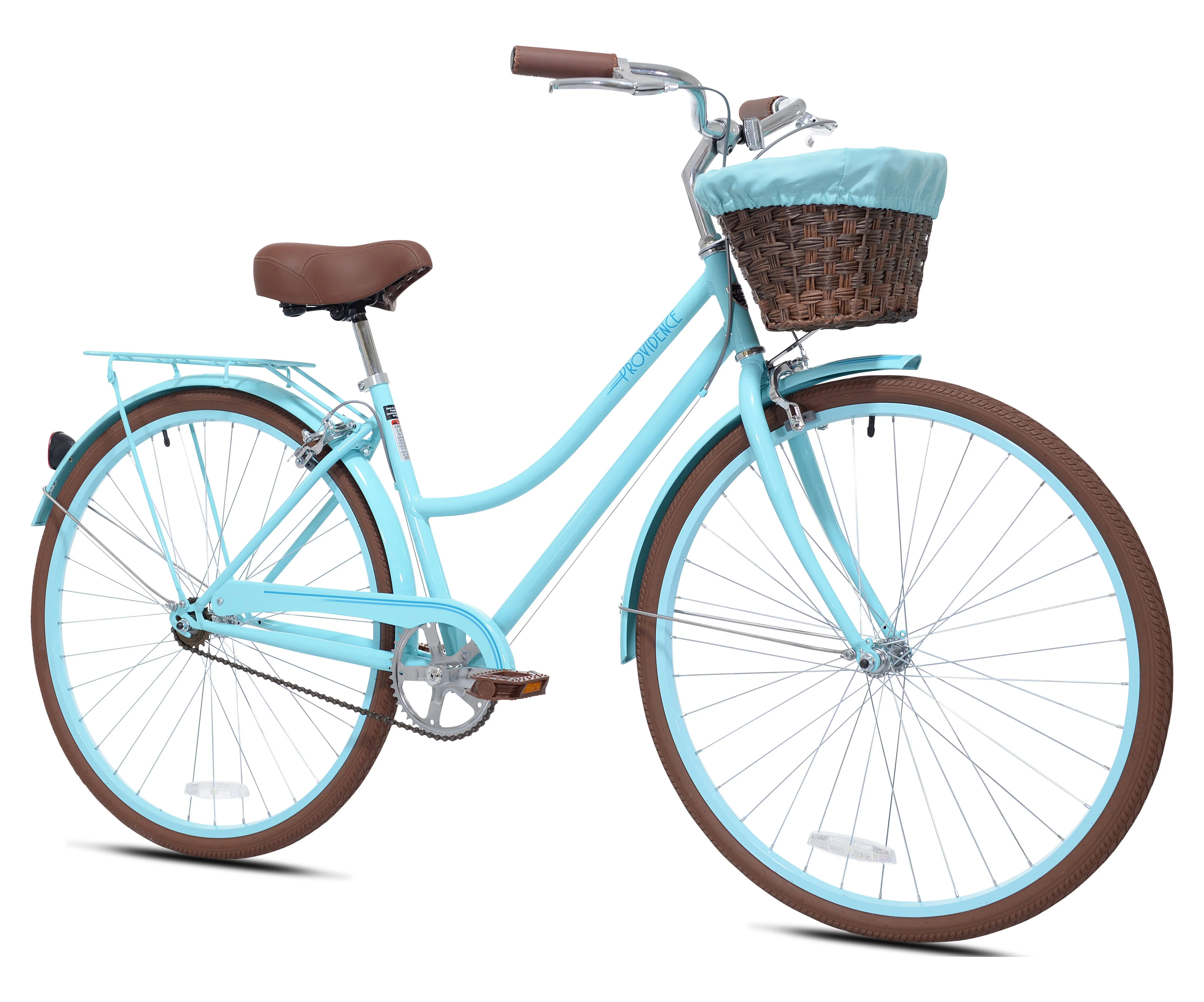 Kent Bicycles 700C Providence Adult Female Cruiser Bike, Light Blue and Brown