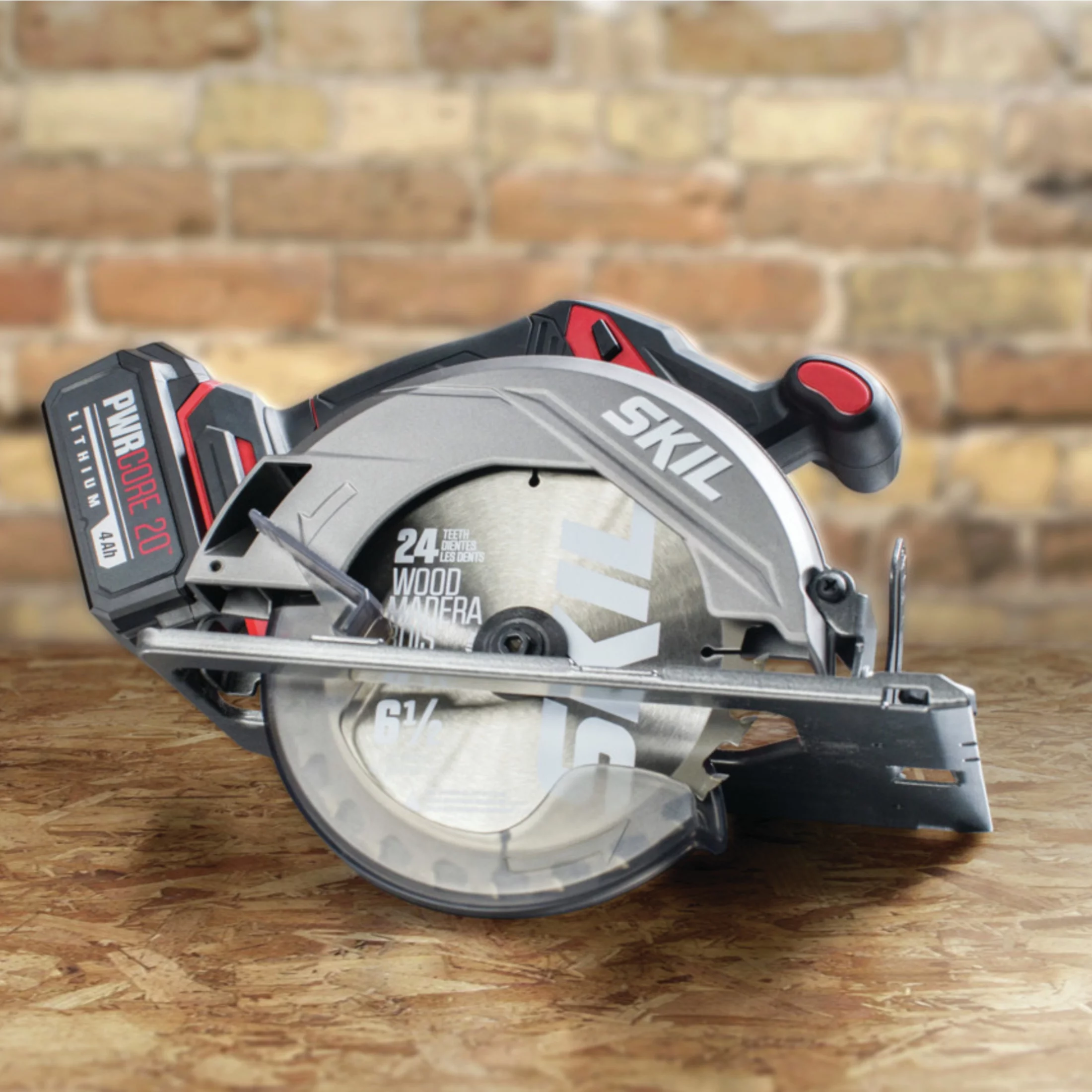 SKIL PWR CORE 20 Brushless 20-Volt 6.5 in Circular saw Kit with 4.0 Ah Lithium Battery and PWR JUMP Charger