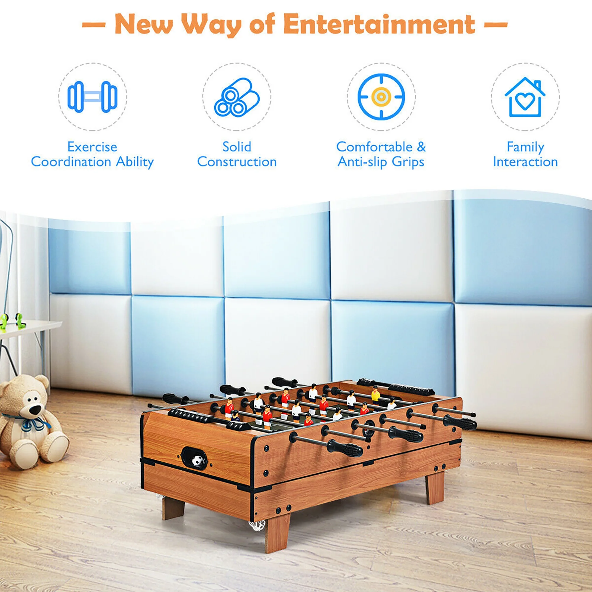 Costway 4 In 1 Multi Game Hockey Tennis Football Pool Table Billiard Foosball Gift