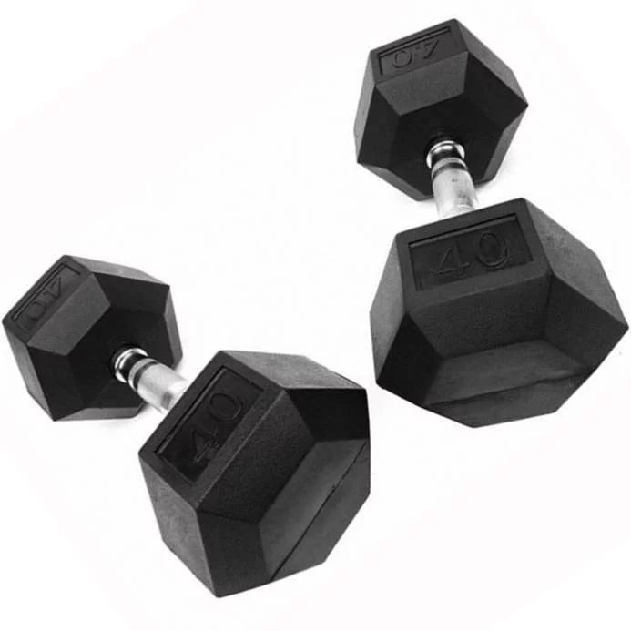 French Fitness Rubber Coated Hex Dumbbell 115 lbs (New)