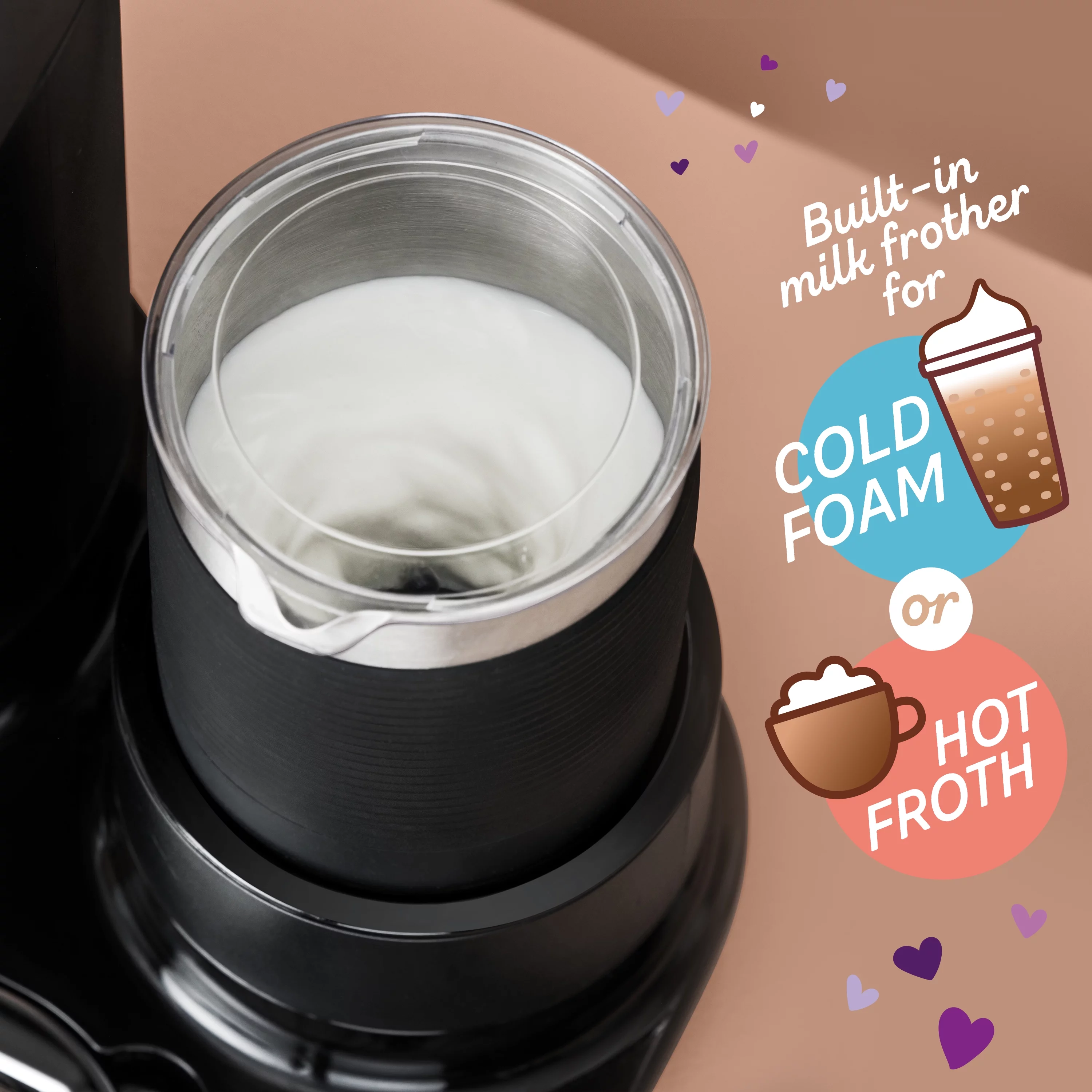 Mr. Coffee 4-in1 Single-Serve Latte, Iced, and Hot Coffee Maker, Black