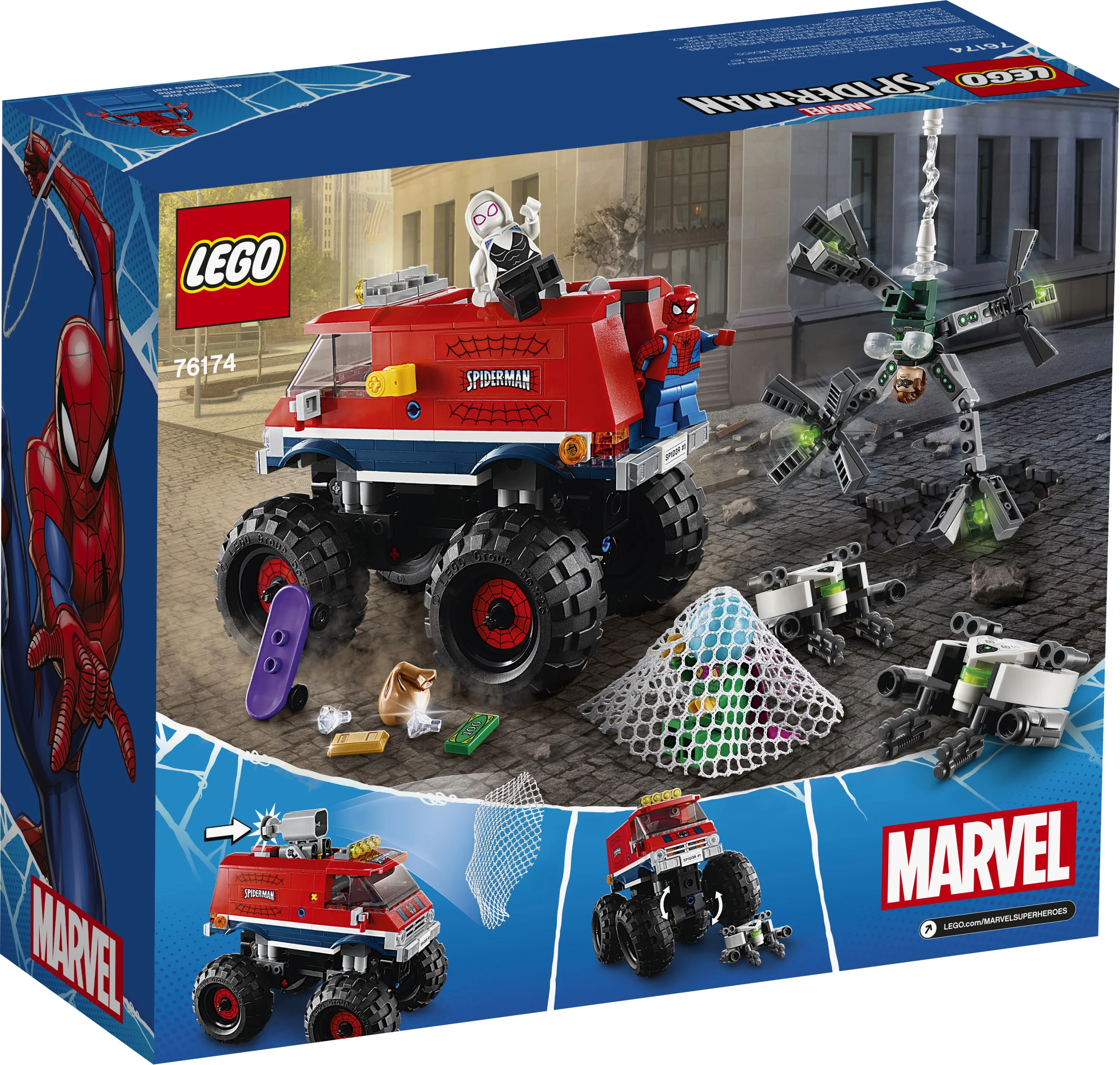 LEGO Marvel Spider-Man: Spider-Man’s Monster Truck vs. Mysterio 76174; Cool Construction Toy (439 Pieces)