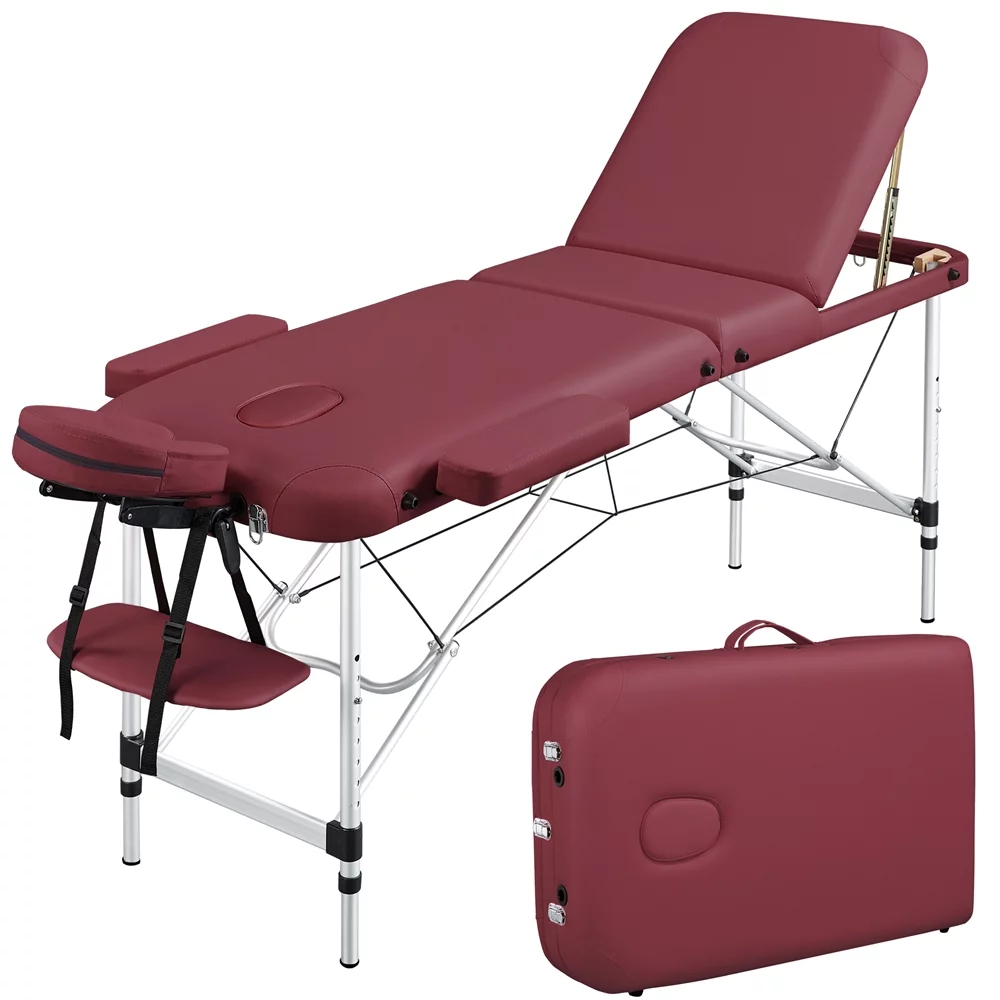 SmileMart 84″ 3-Section Portable Massage Table for Spa Treatments, Black