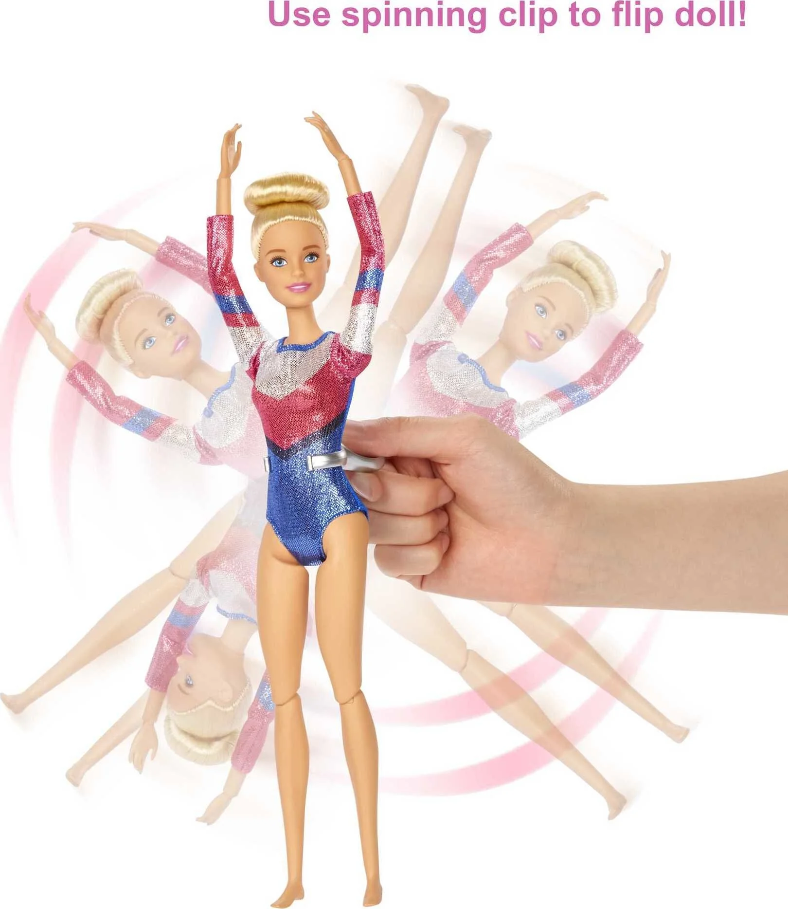 Barbie Gymnastics Playset with Blonde Doll and 15+ Accessories, Twirling Gymnast Toy with Balance Beam