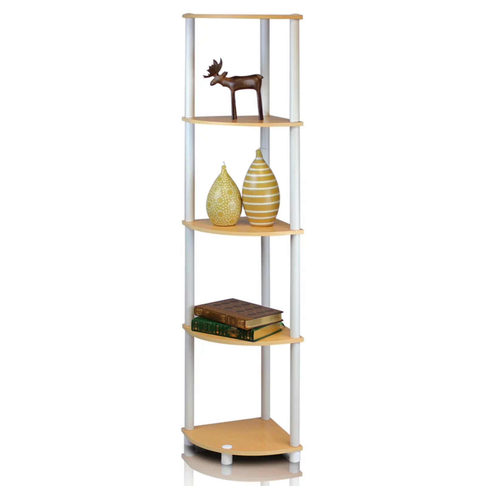 Furinno Turn-N-Tube 5 Tier Corner Display Rack Multipurpose Shelving Unit, Espresso & Black – 57.7 x 11.6 x 11.6 in.