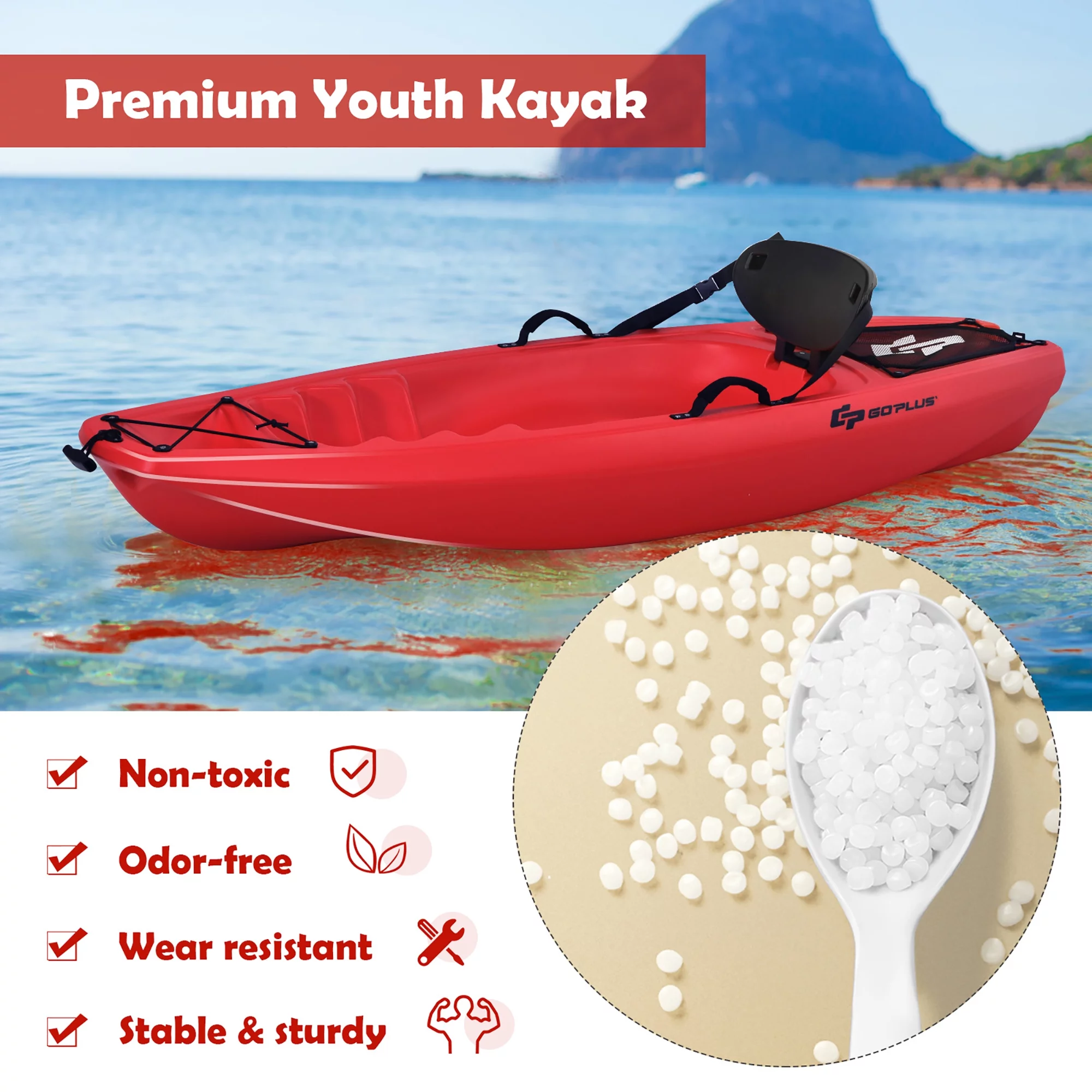 Goplus 6ft Youth Kids Kayak w/Paddle Storage Hatche 4-Level Footrest for Age 5+