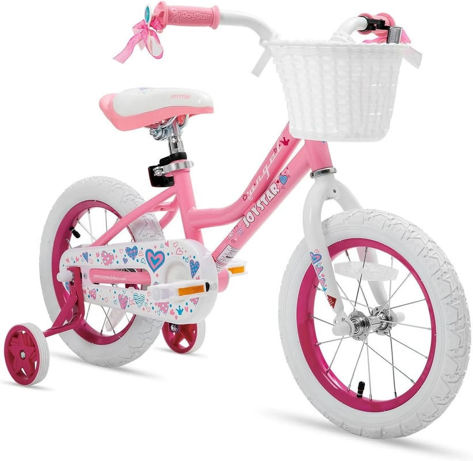 JOYSTAR Angel Girls Bike for Toddlers and Kids Ages 2-9 Years Old, 12 14 16 18 Inch Kids Bike with Training Wheels & Basket, 18 in Girl Bicycle with Handbrake & Kickstand