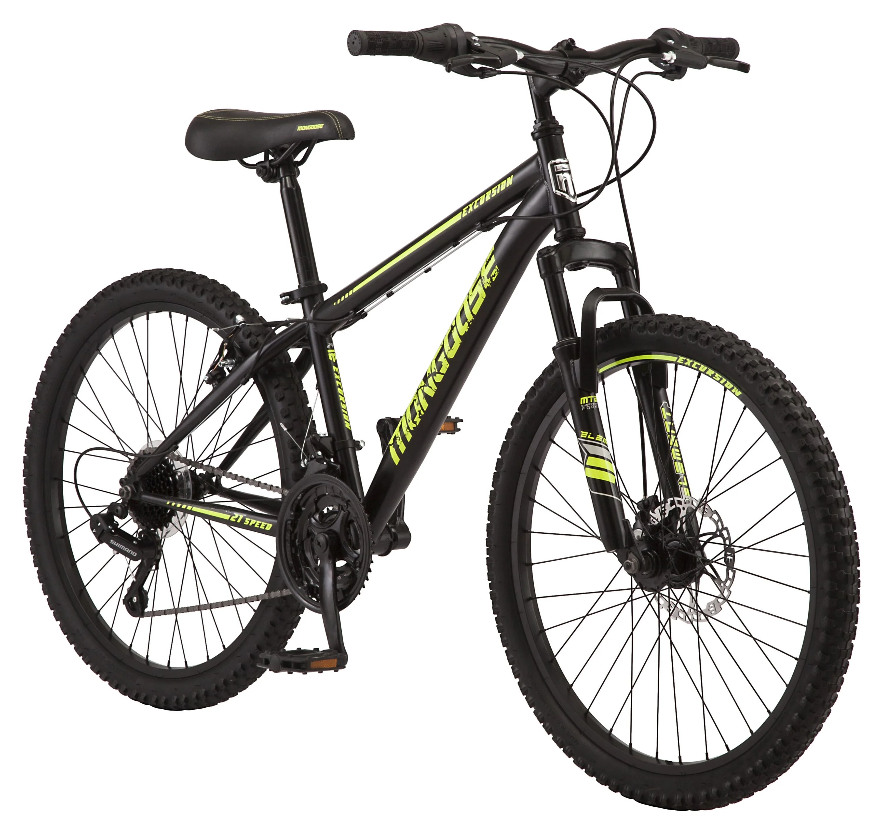 Mongoose 24-in. Excursion Unisex Mountain Bike, Black and Yellow, 21 Speeds